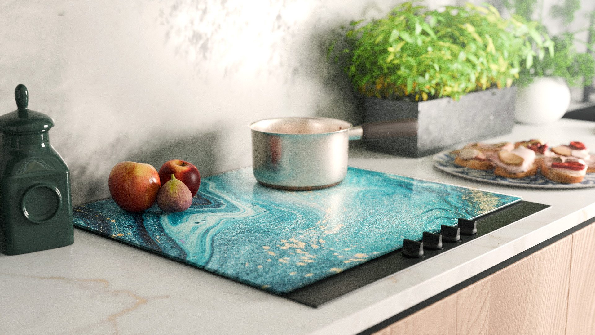 ALLboards Schneidebrett Glas Herdabdeckplatte Schneidebrett 52×60 cm Arbeitsplatte
