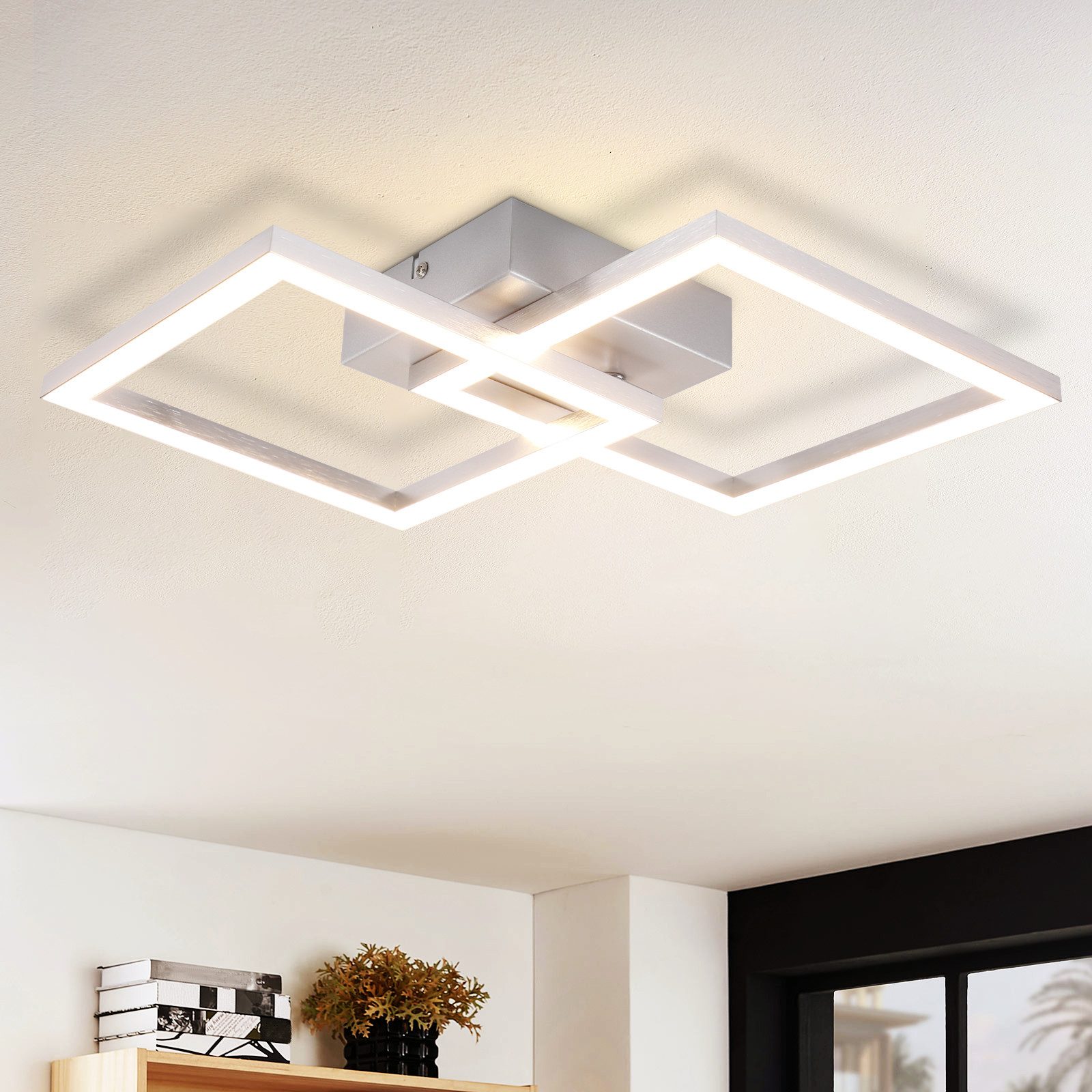 Nettlife LED Deckenleuchte Eckig Silber Modern günstig online kaufen