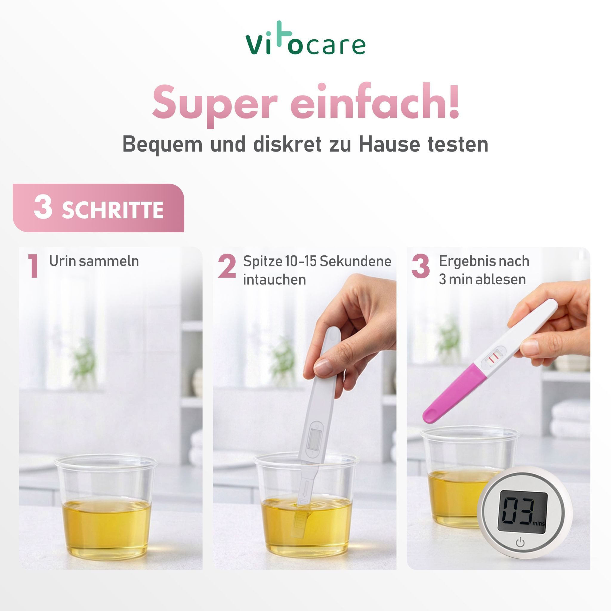 Vitocare Ovulationstest Vitocare Wechseljahre Test FSH, Menopause Selbsttest f. Zuhause 2x, 2-tlg., Schnelle Ergebnisse – nach nur 3 Minuten – Bild 5 von 5