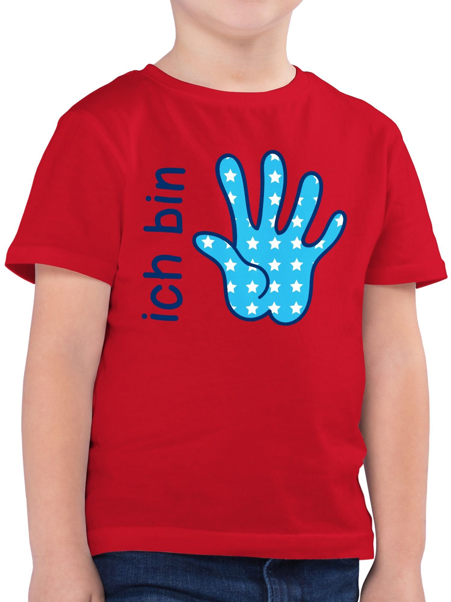 Shirtracer T-Shirt Ich 2 blau Zeichensprache Rot 5. fünf bin Geburtstag