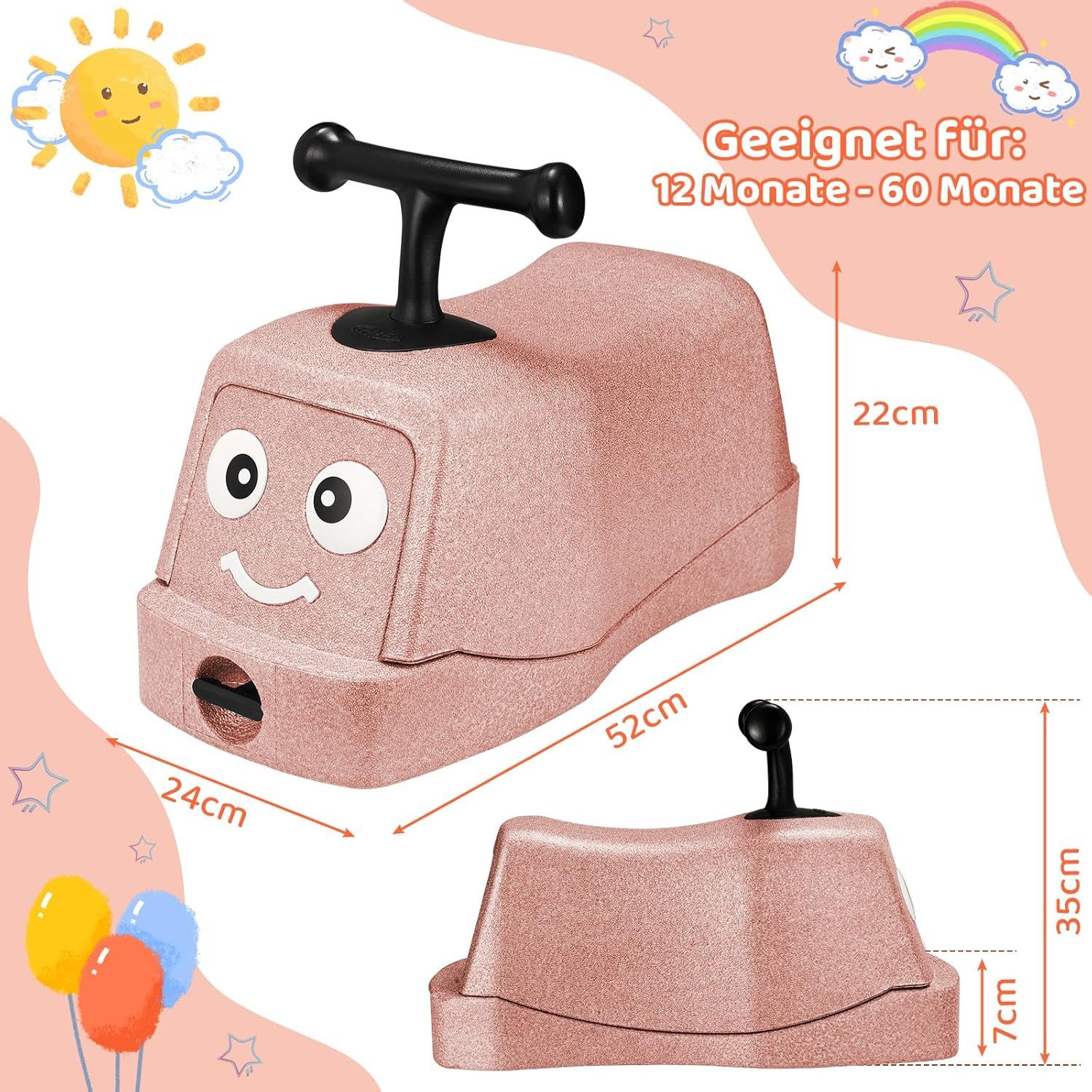 TLGREEN Rutscherauto 5 in 1 Babyrutscher mit Geräuschlose Räder, (Rutschfahrzeug), Babyroller bis 20kg, EPP, Baby Walker, Wippauto