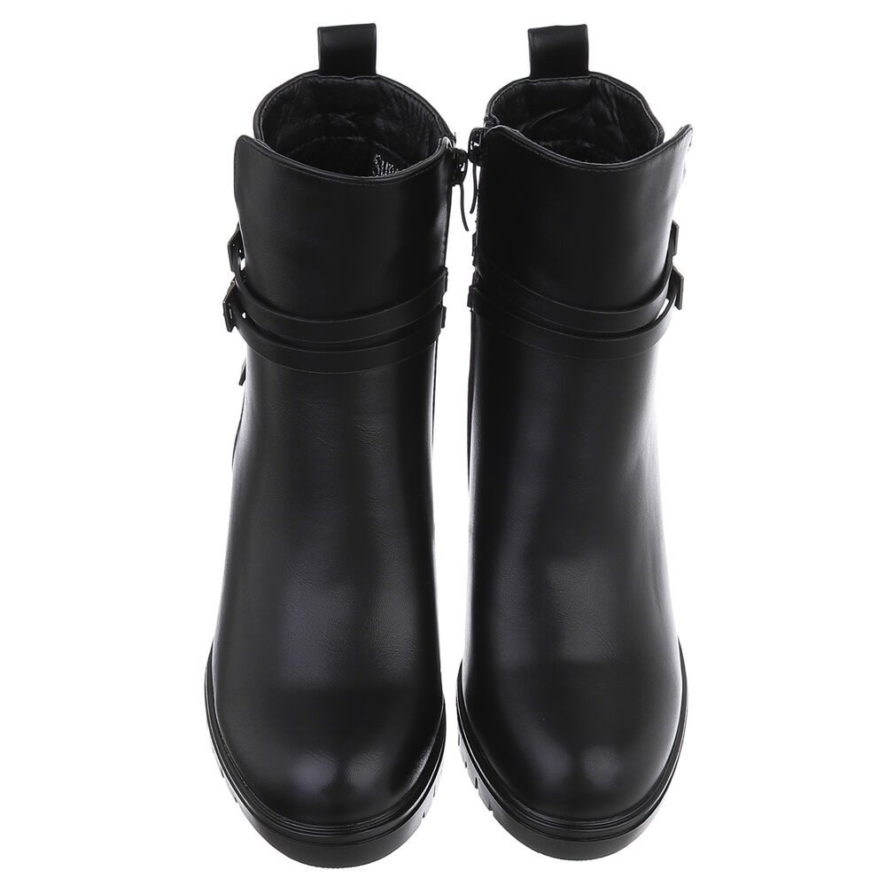 Ital-Design Elegante Absatzboots mit Riemchen und Schnallen High-Heel-Stiefelette (90514910) Blockabsatz Stiefeletten in Schwarz – Bild 4 von 5