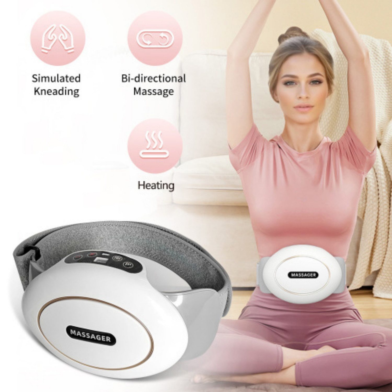 ibettertec Massagegerät Smart Abdominal Massager Dual Massage-Modes Rotes Licht Erhitzung, Set