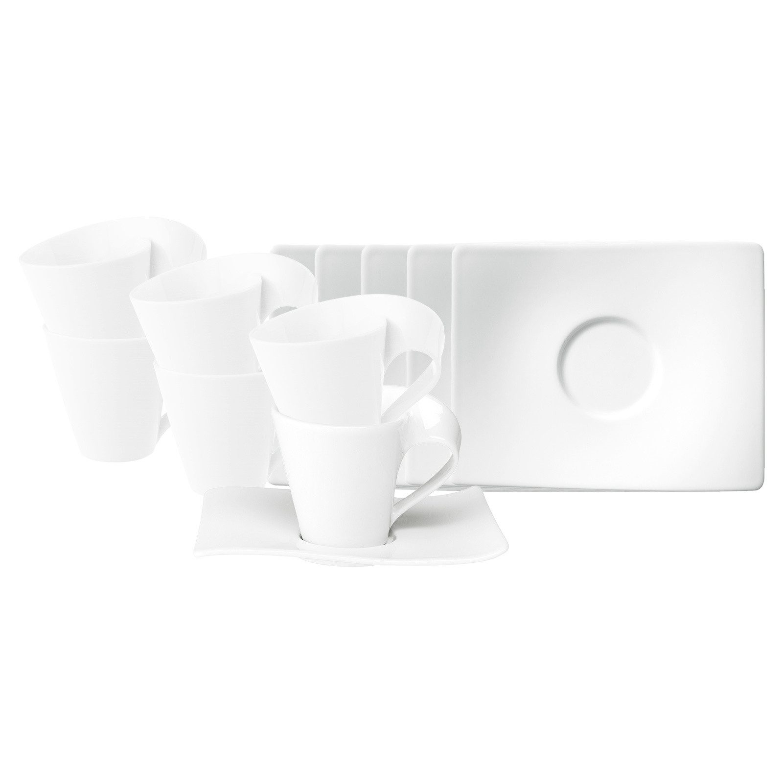 Villeroy & Boch Tasse NewWave Kaffeetassen mit Untertassen 200 ml, 6-tlg., Porzellan