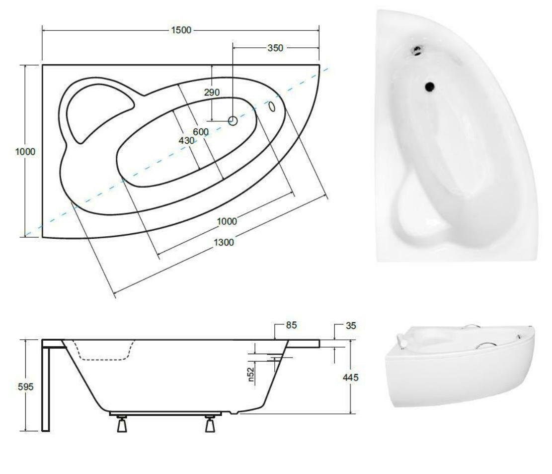Xlmoebel Eckwanne Eckige Badezimmerwanne aus hochwertigem Material in elegantem Design, (1-tlg), Hergestellt in Europa