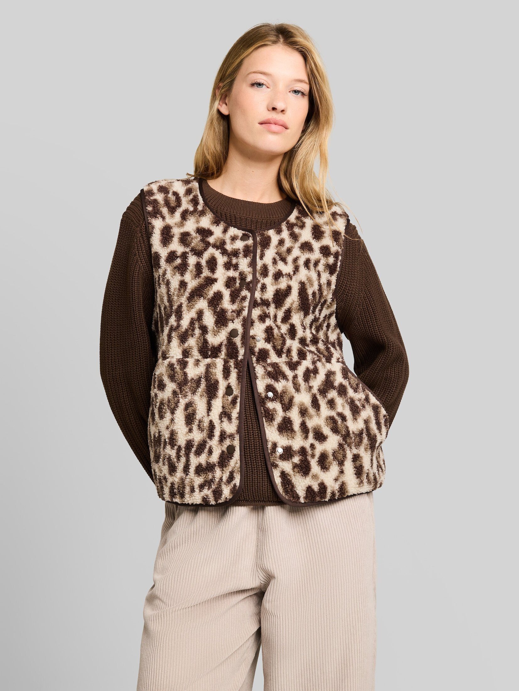 TOM TAILOR Sweatshirt Strick & Sweatshirts Boxy Fit Teddy Weste mit Taschen