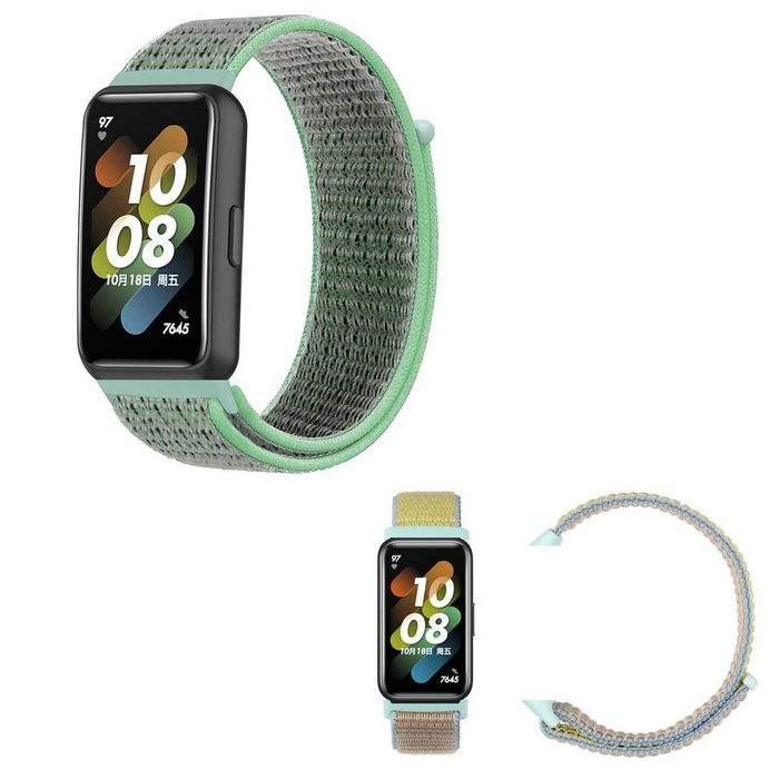Wigento Smartwatch-Armband Für Huawei Band 7 / Honor Band 7 Uhr Watch Nylon Klettverschluss Armband Ersatz Sport Arm Band Muster 3