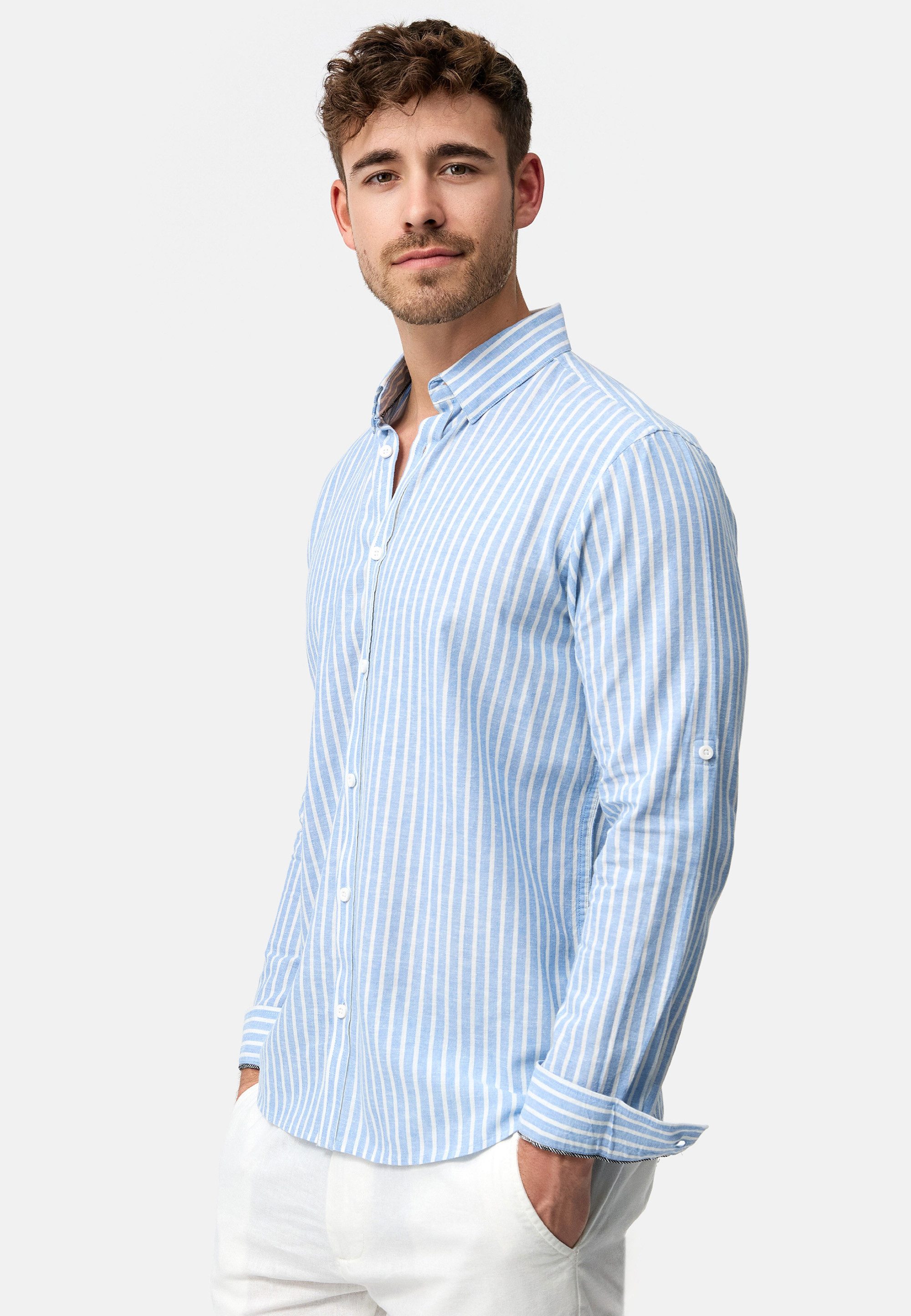 Indicode Langarmhemd Herren Brayden Herrenhemd Langarm mit Button-Down-Krag günstig online kaufen
