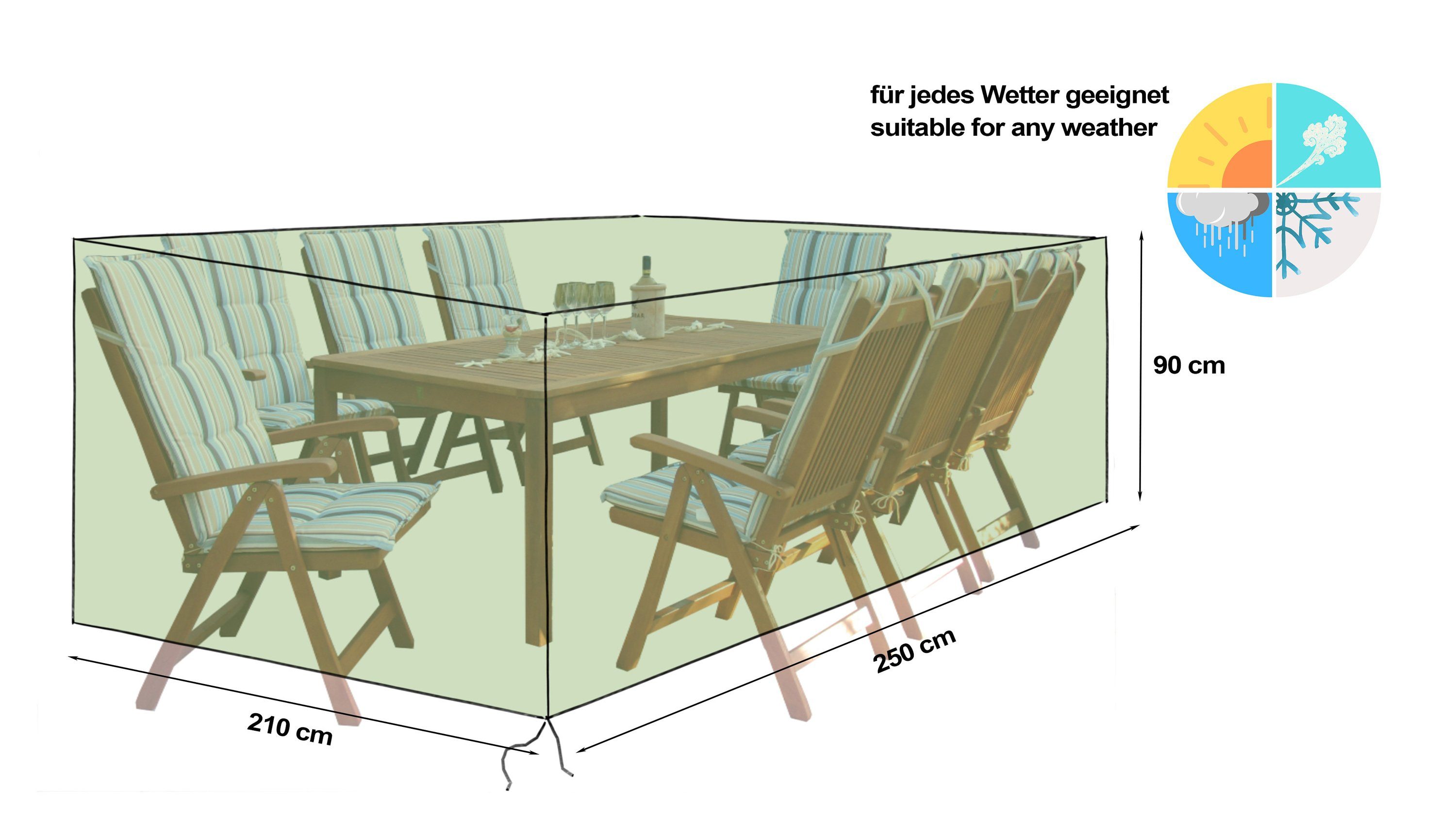 Grasekamp Gartenmöbel-Schutzhülle Schutzhülle Sitzgruppe 250x210x90cm günstig online kaufen