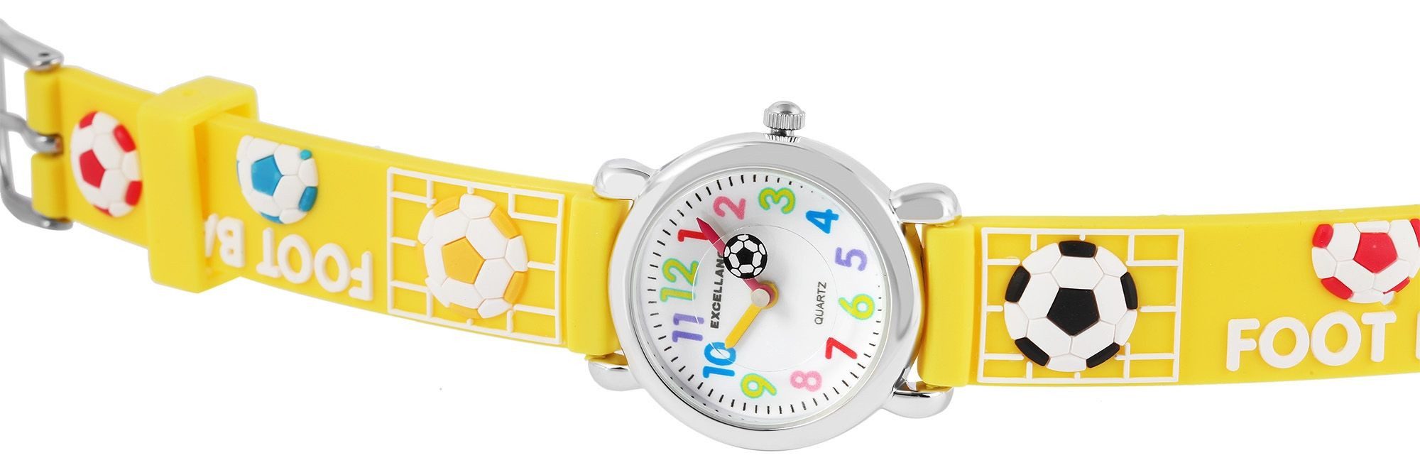 EXCELLANC Quarzuhr Fußball, silberfarbig, Mineralglas, Kinder Armbanduhr