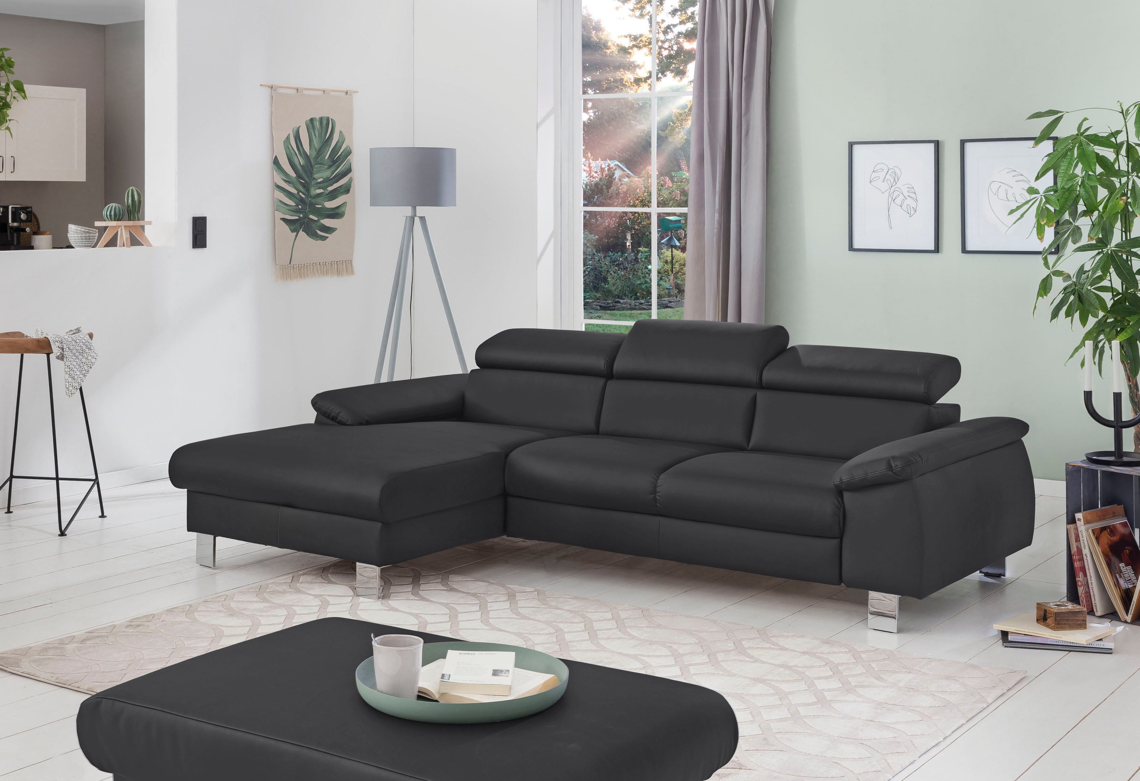 COTTA Ecksofa Komaris L-Form, B: 244 cm, mit Kopfteilverstellung, optional Schlaffunktion, Bettkasten & Licht