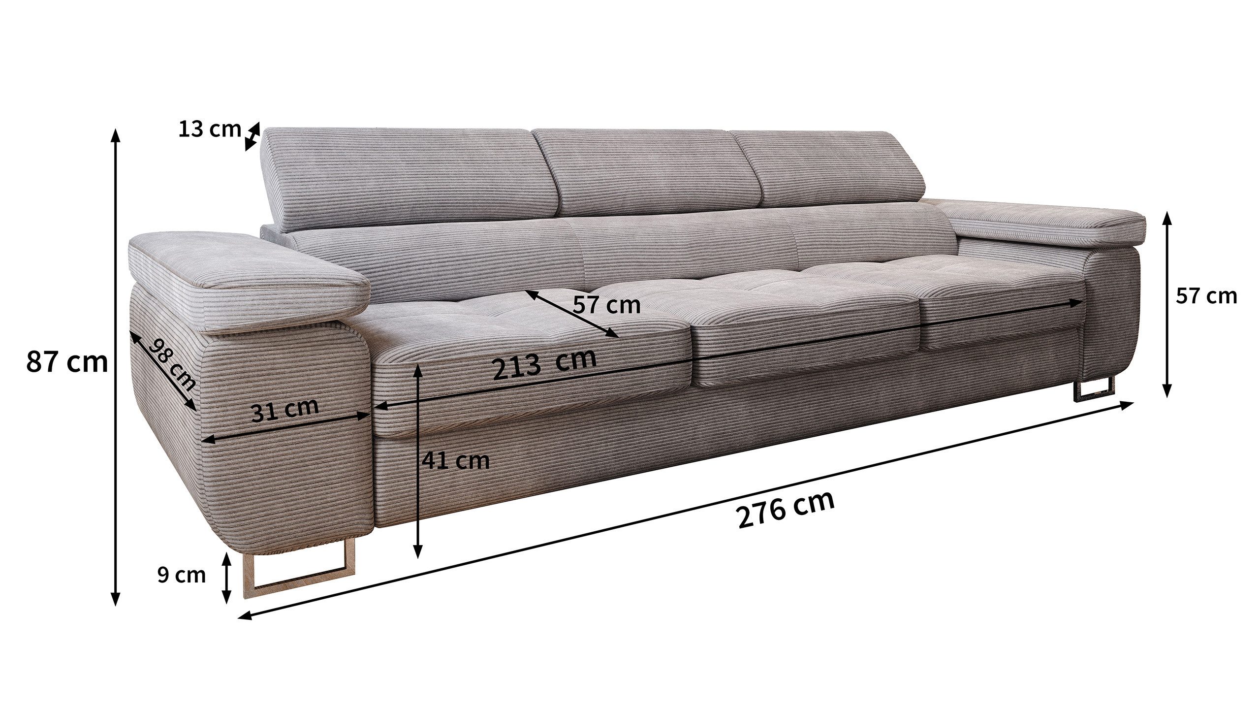 Masseno Sofa MOSINE mit Schlaffunktion, Schlafsofa, Wohnzimmersofa, Couch, Soffa