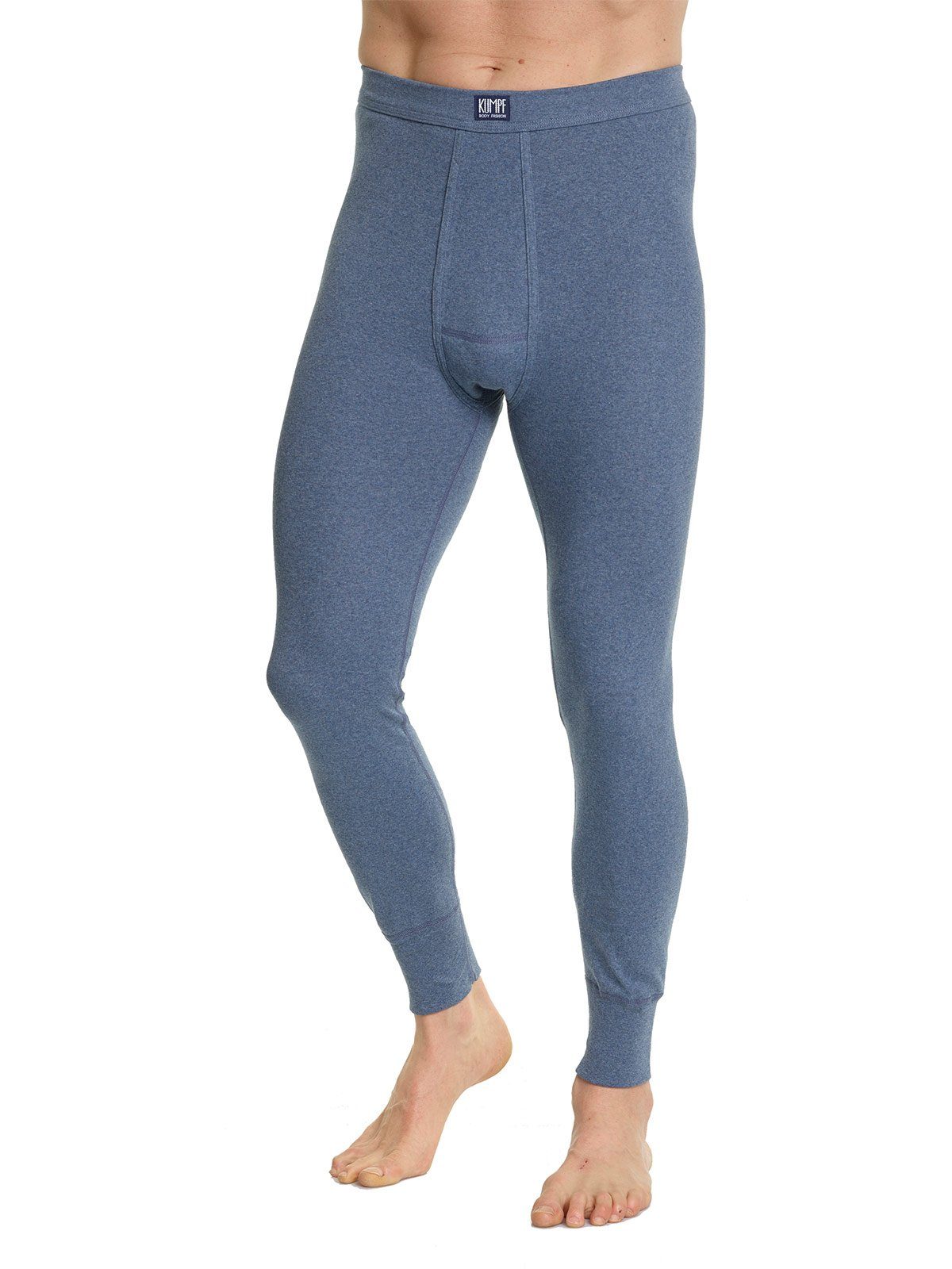 KUMPF Lange Herren Workerwear Unterhose blau-melange 1-St) (Stück, mit lange eingriff Eingriff Unterhose mit