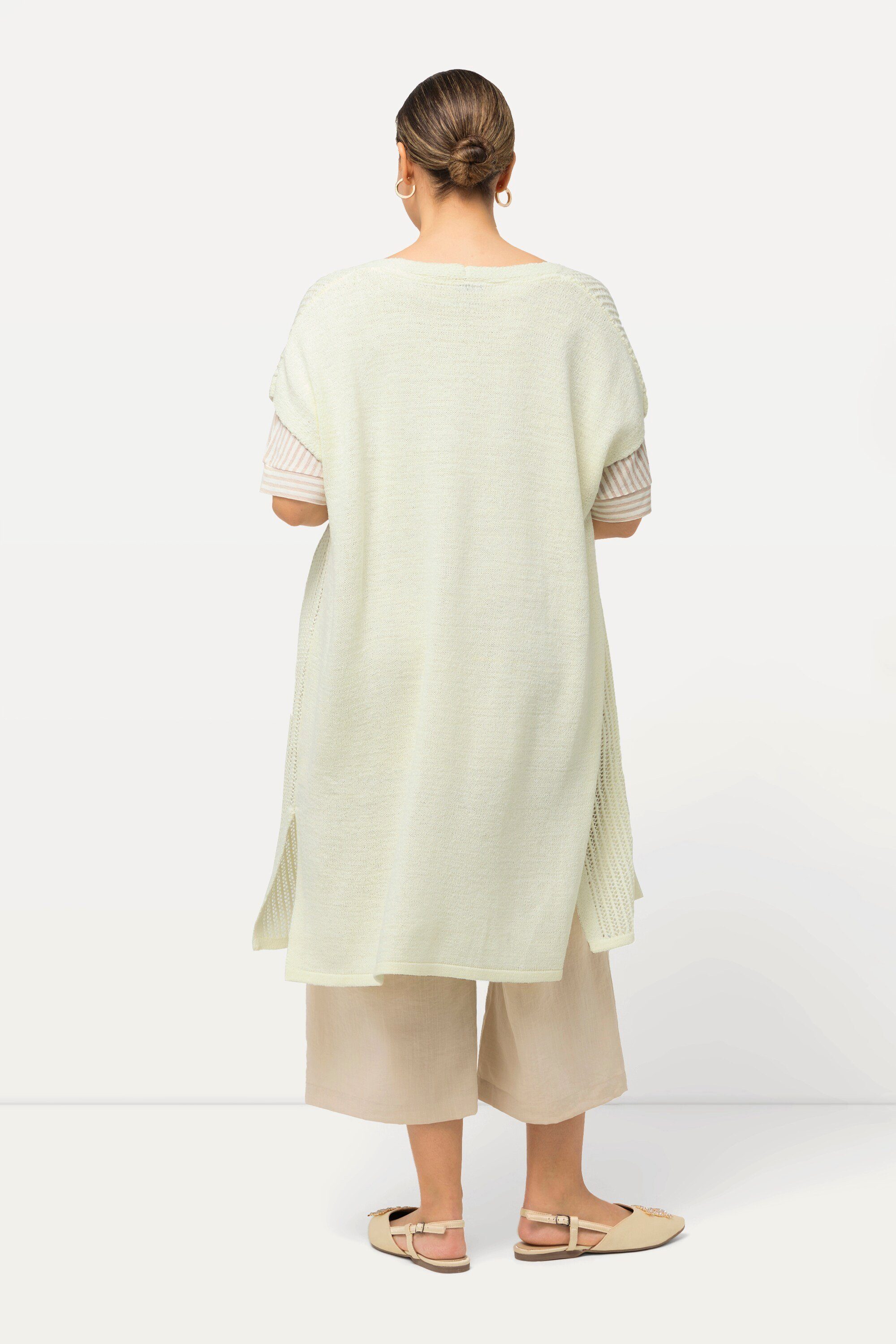 Ulla Popken Strickjacke Strickweste Lochstrick offene Form ärmellos
