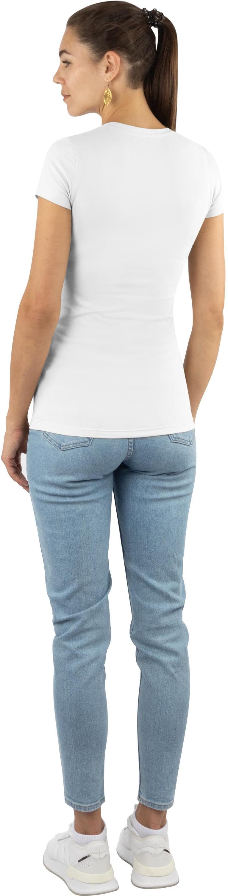 normani Kurzarmshirt Figurbetontes T-Shirt mit V-Ausschnitt Siena Damen Basic kurzarm Shirt – Bild 5 von 5