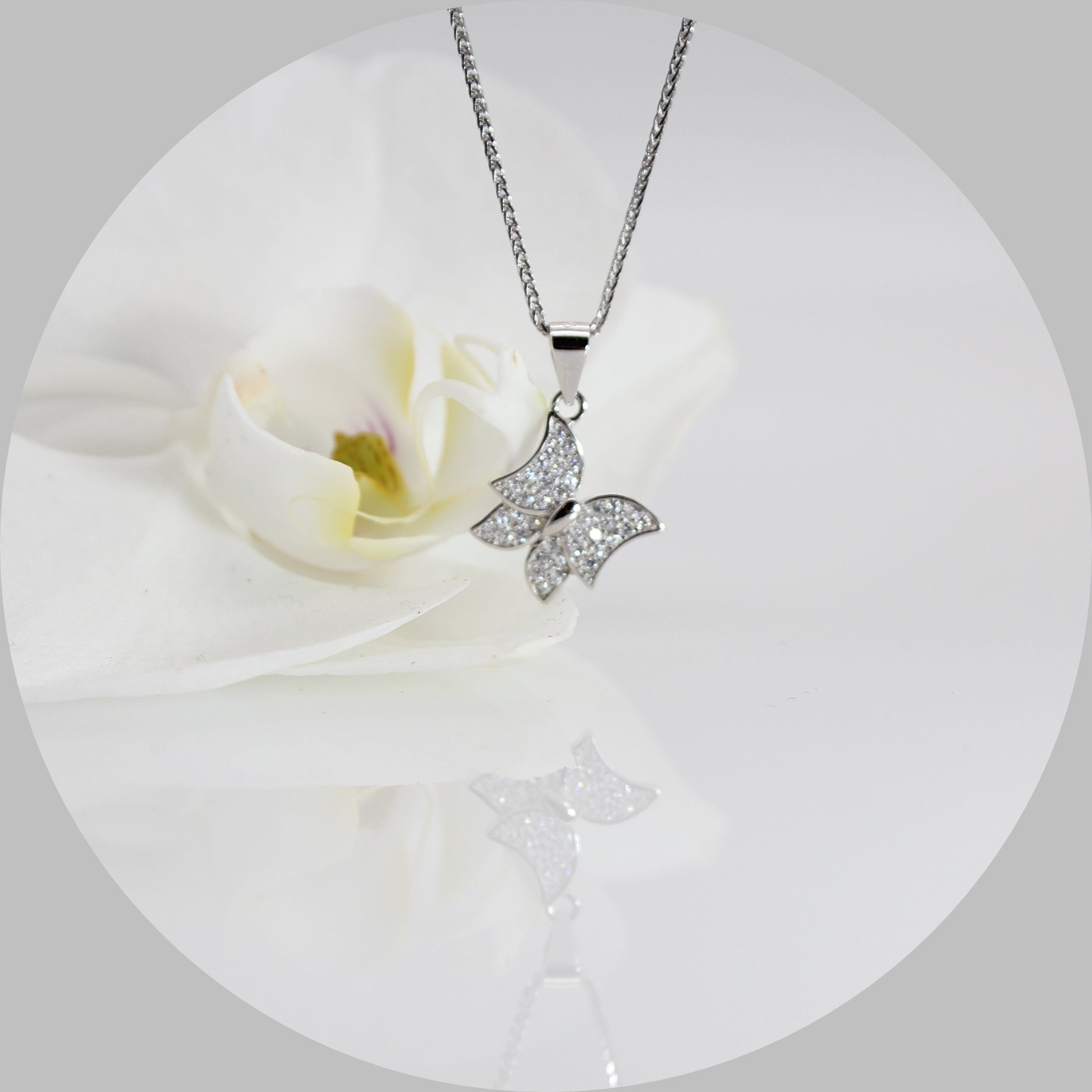 ELLAWIL Silberkette Kette Anhänger Butterfly mit 925), (Kettenlänge inklusive Silber 50 Geschenkschachtel Sterling Mädchen Schmetterlings cm, Halskette