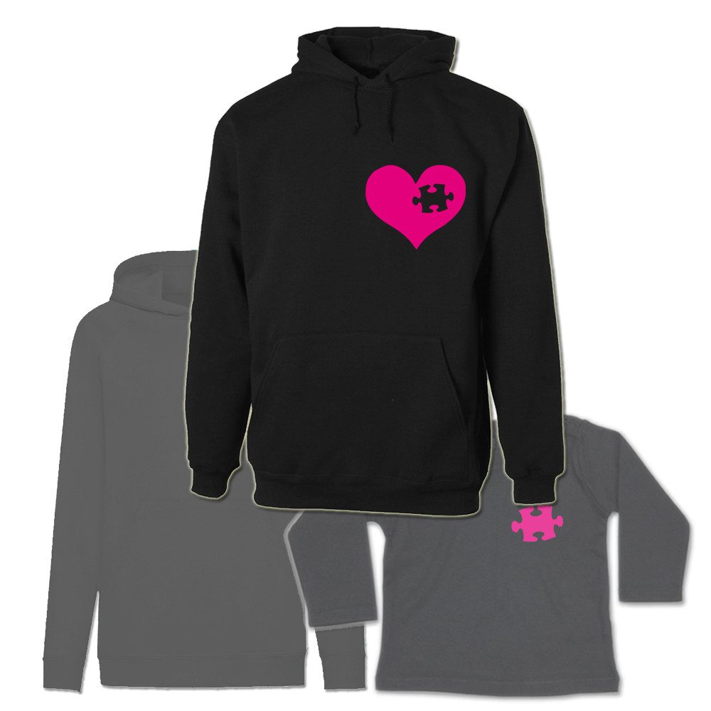 G-graphics Kapuzenpullover Herz & Puzzlestück (Familienset, Einzelteile zum selbst zusammenstellen) Kinder & Erwachsenen-Hoodie & Baby Sweater