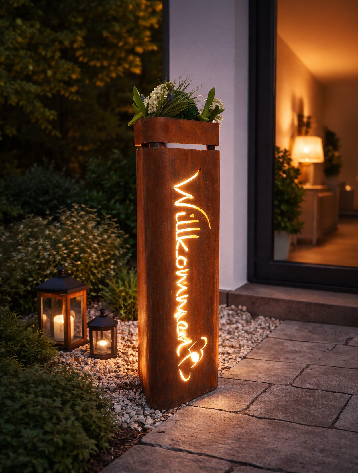 BADEKO Pflanzschale Pflanzsäule Bregenz H 110cm aus Edelrost witterungsbeständig