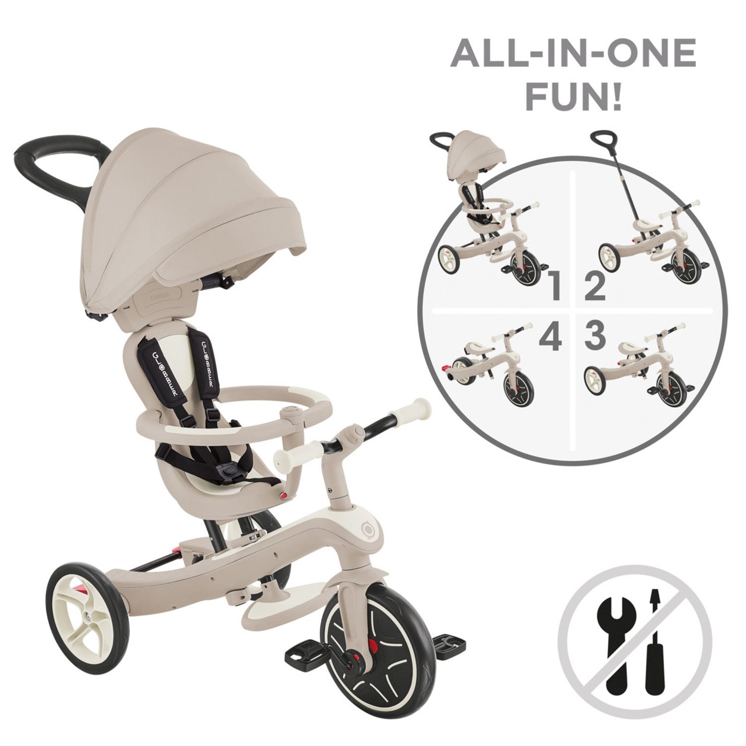 Globber Dreirad 637-566 GLOBBER EXPLORER TRIKE 4in1 ECO kokos weiß
