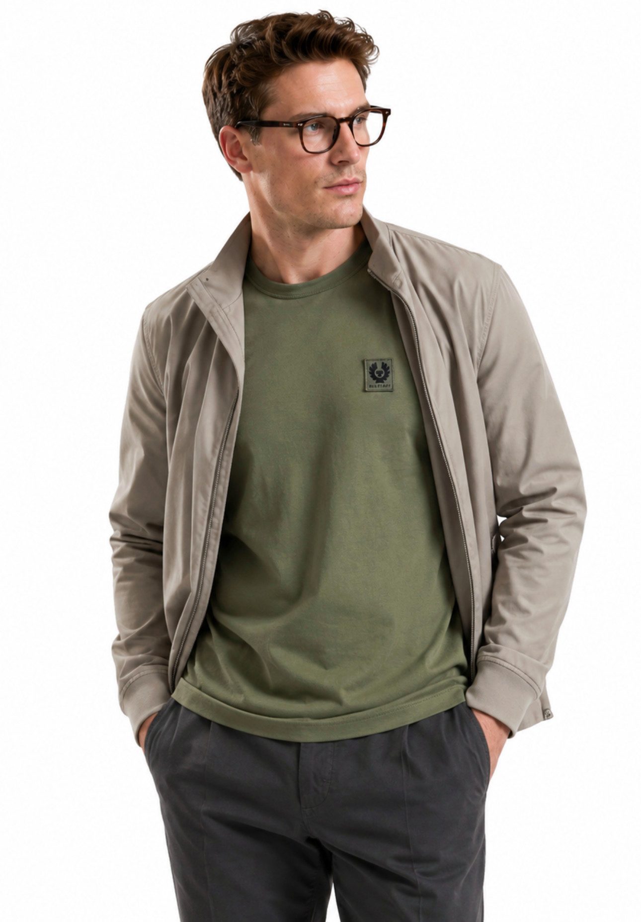 Belstaff T-Shirt Retro 1924 Phoenix Patch Regular Fit Shirt Gesticktem Rand versehener Phoenix-Patch auf der Brust
