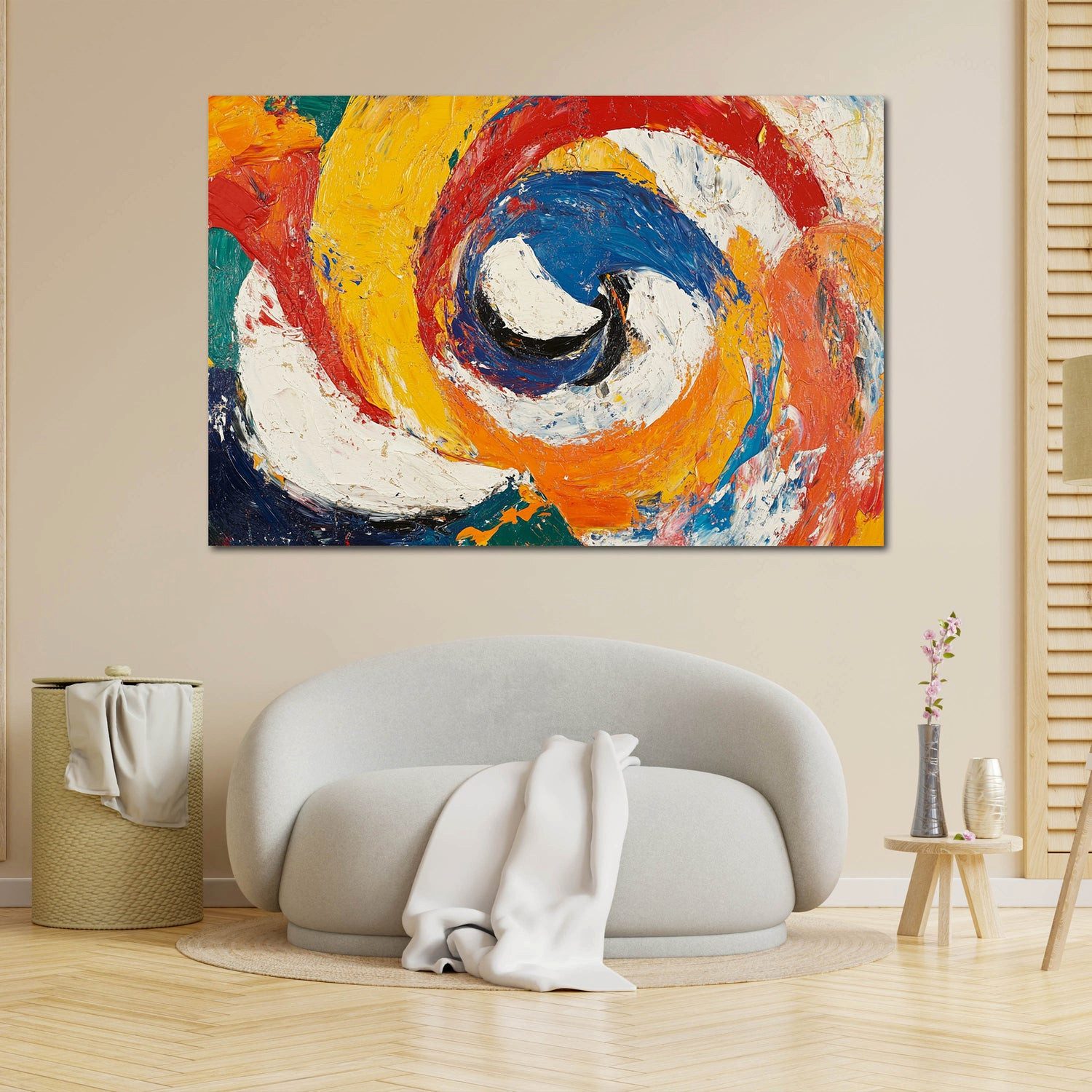 Artedinoi Leinwandbild Abstrakt Farbwirbel Gelb Blau Wandbild Leinwandbild Kunstdruck XL Wand, Farbwirbel in Gelb-Blau