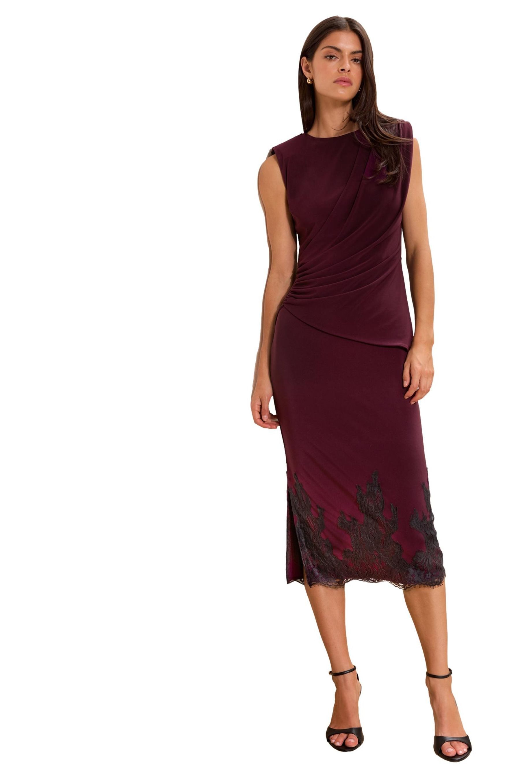 LIPSY Midikleid Lipsy Midi-Bodyconkleid mit Spitzensaum, Kurzgröße (1-tlg)