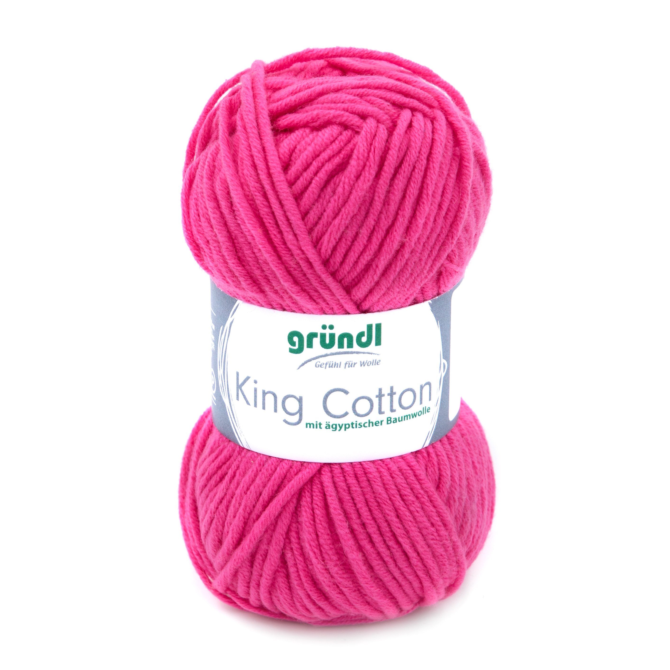 Gründl Wolle King Cotton Baumwollgarn Strickgarn Häkelwolle, 78,00 m (50g Handstrickgarn, Strickwolle, Baumwollmischgarn mit ägyptischer Baumwolle, zum Stricken und Häkeln für Nadelstärke 6 - 7 mm), mit Häkel - Anleitung zum download