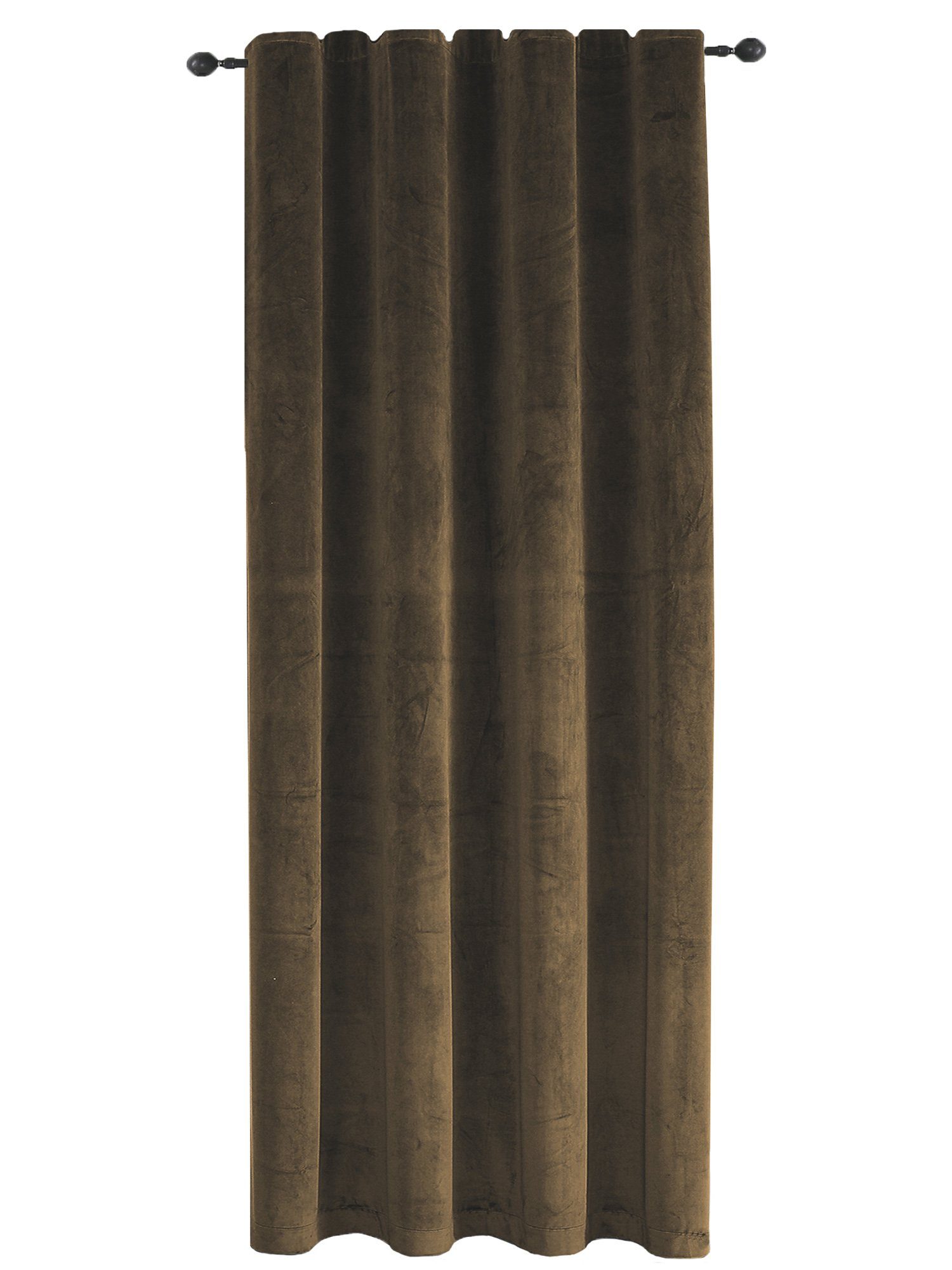 Gardine Vorhang Kräuselband Verdunkelung 140x245 cm Samt weich blickdicht, Haus und Deko, Kräuselband (1 St), Polyester Braun