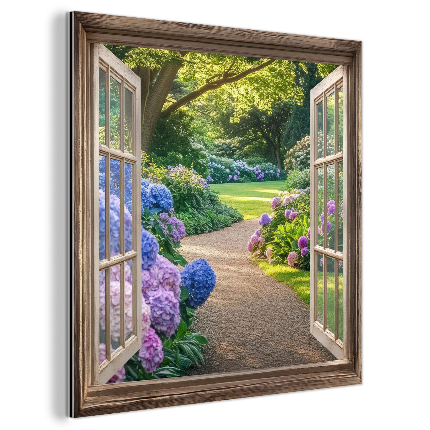 MuchoWow Metallbild Aussicht - Garten - günstig online kaufen