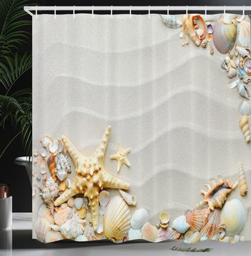 Abakuhaus Duschvorhang Moderner Digitaldruck mit 12 Haken auf Stoff Wasser Resistent Breite 175 cm, Höhe 180 cm, Seestern Bunter Sand