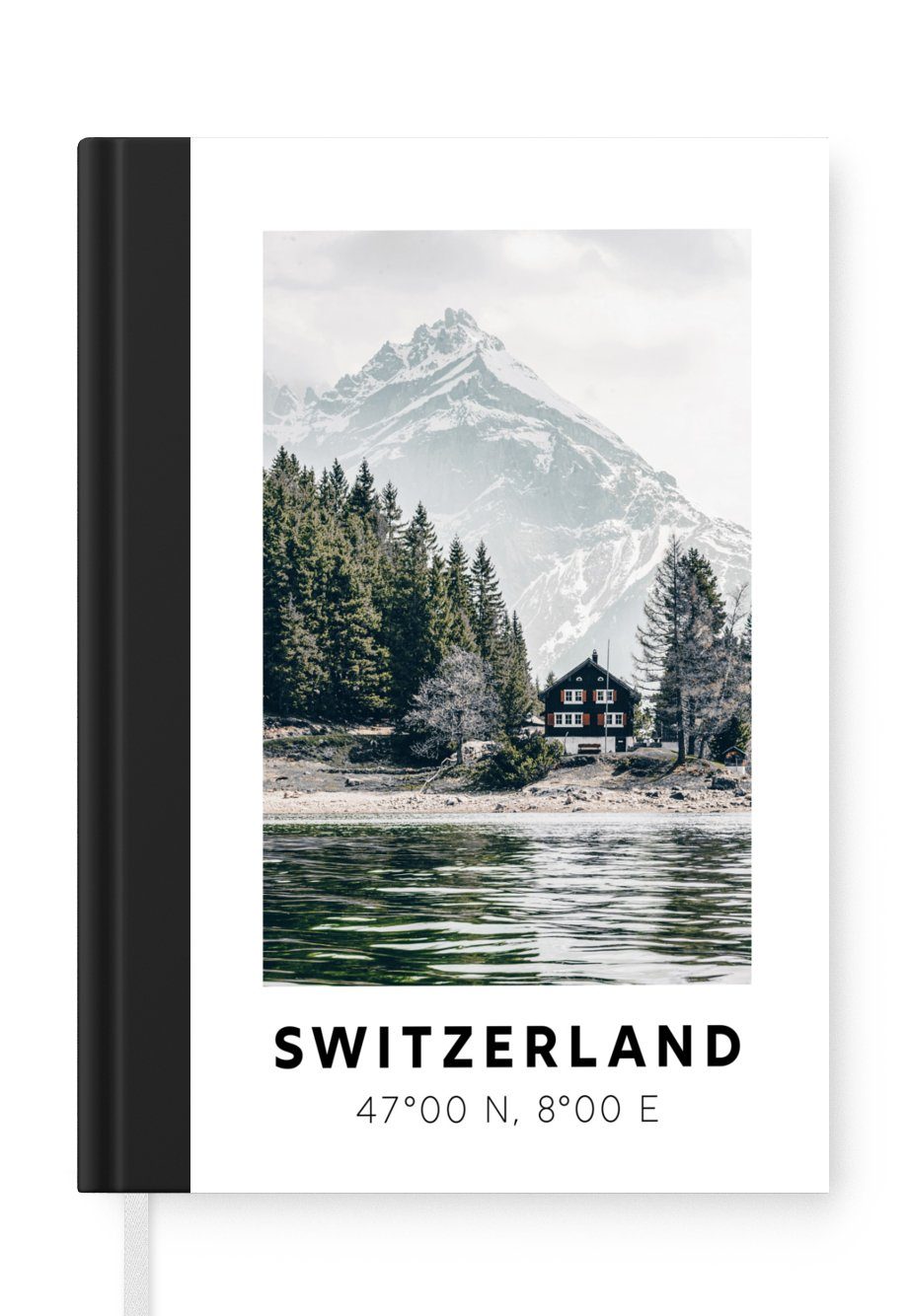 MuchoWow Notizbuch Schweiz - Haus - See, Journal, Merkzettel, Tagebuch, Notizheft, A5, 98 Seiten, Haushaltsbuch