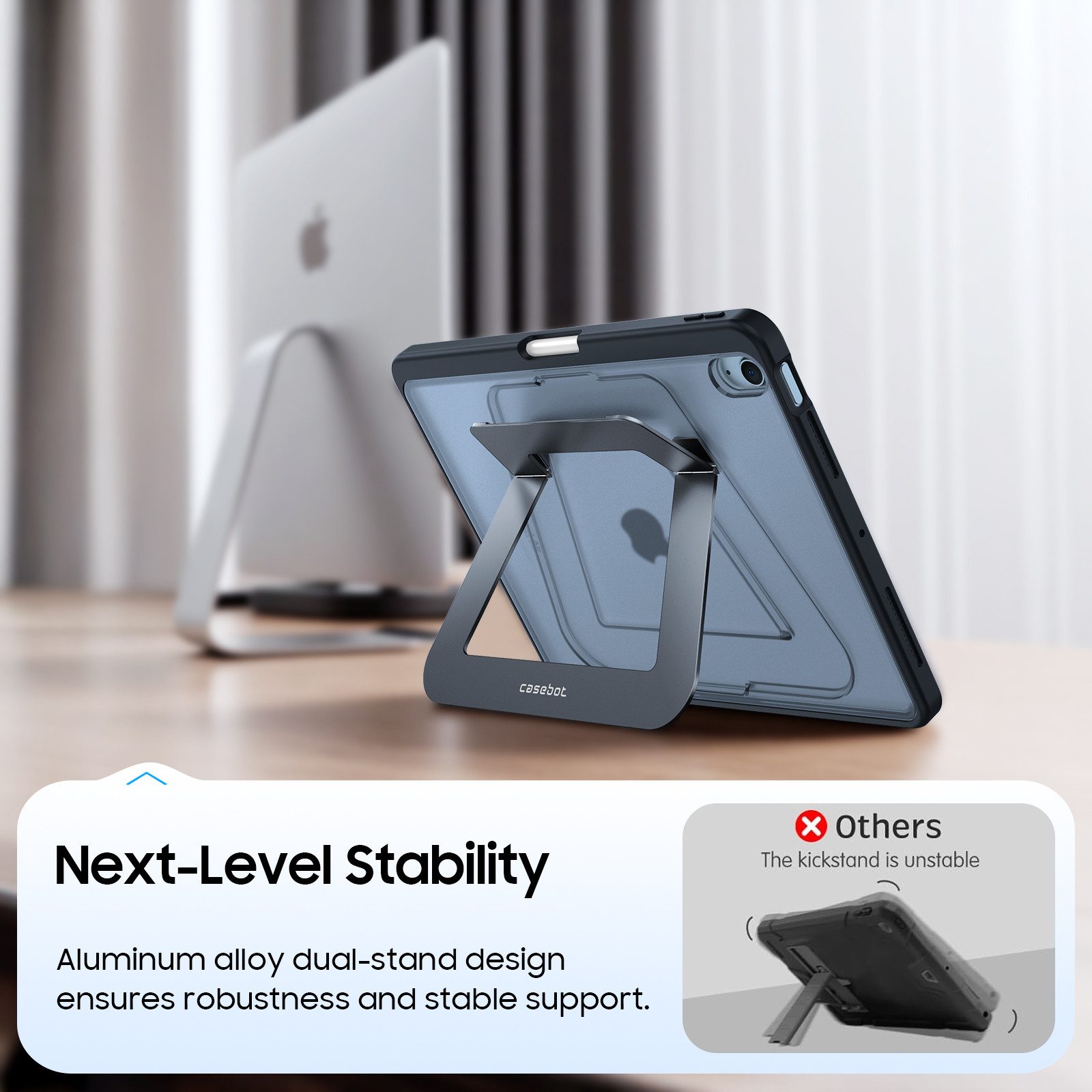 Fintie Tablet-Hülle für iPad Air 11'' M4/M3/M2(2026/2025/2024), iPad Air 5/4 Gen 2022/2020 10,9 Zoll, [Integrierter Stifthalter] mattierte Hartschale mit Mehrwinkel-Ständer