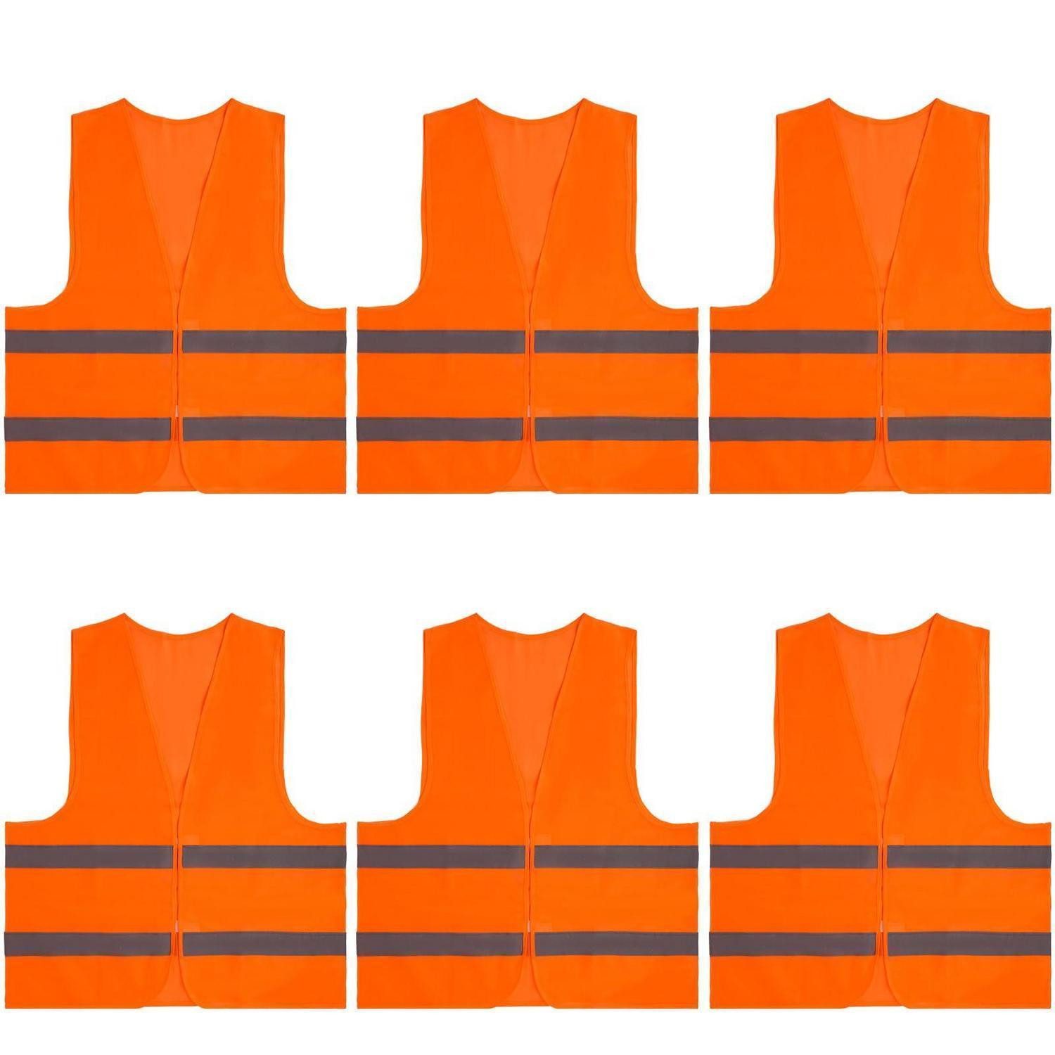 Warnweste Warnwesten 6er neongelb reflektierend rundum Kfz Orange