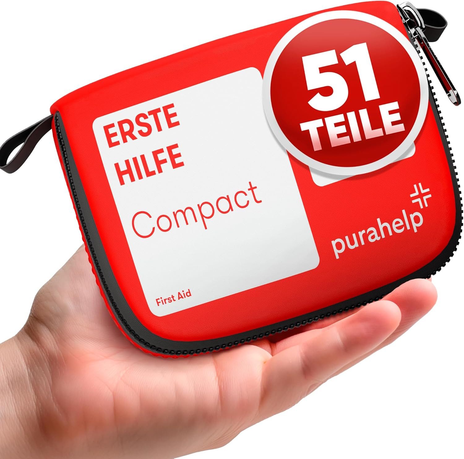 Purahelp Erste-Hilfe-Set Mini - Kompakt & Leicht - für Reisen, Outdoor, Camping, Fahrrad, (51 St), Reiseapotheke Erste Hilfe Set Outdoor