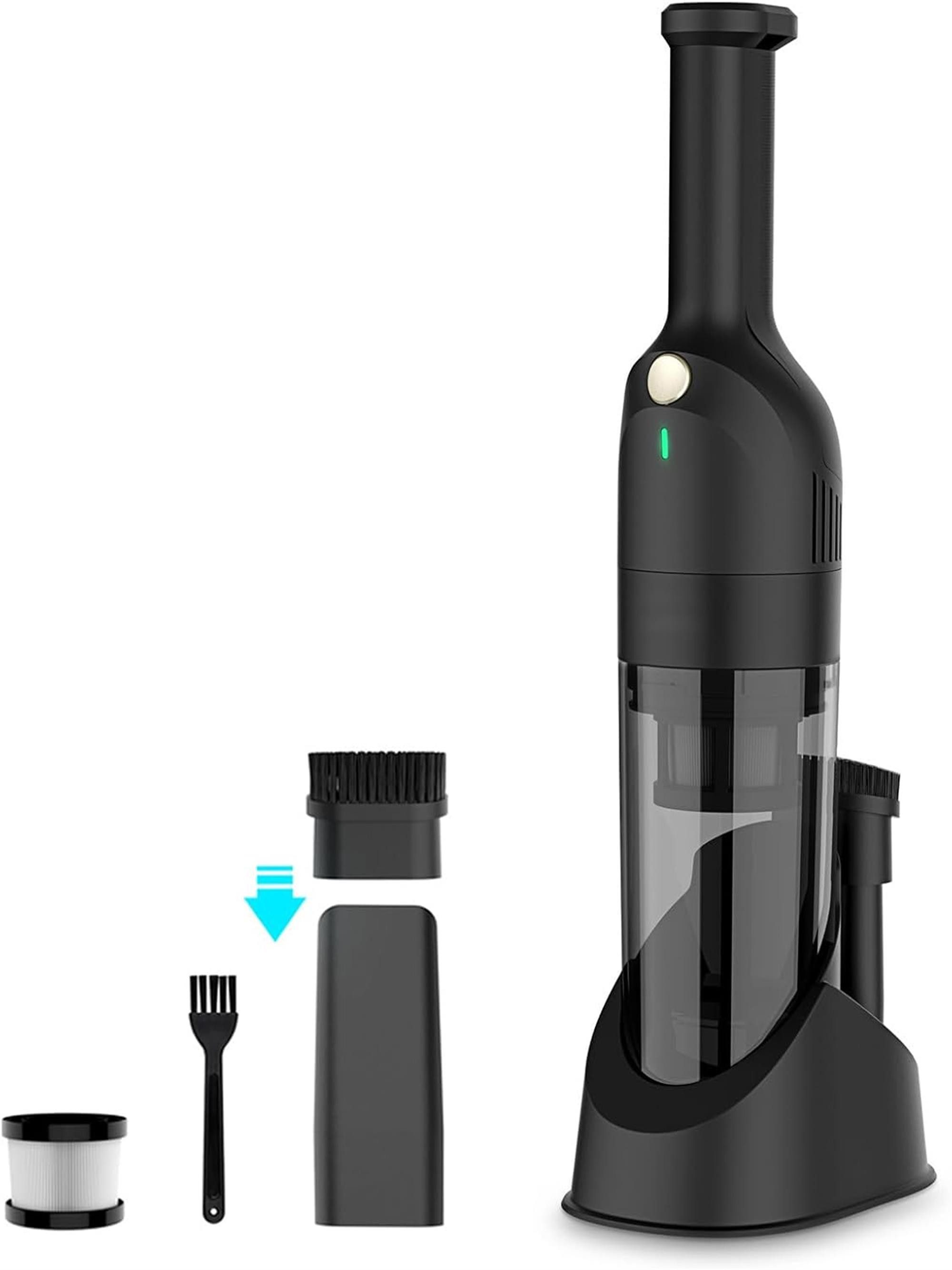 ibettertec Akku-Handstaubsauger Beutellos, Kabellos,75W 10000Pa Starke Saugkraft, 4-Stufen-Filtersystem, Mit Fugendüse & Bürste, Für Auto & Zuhause