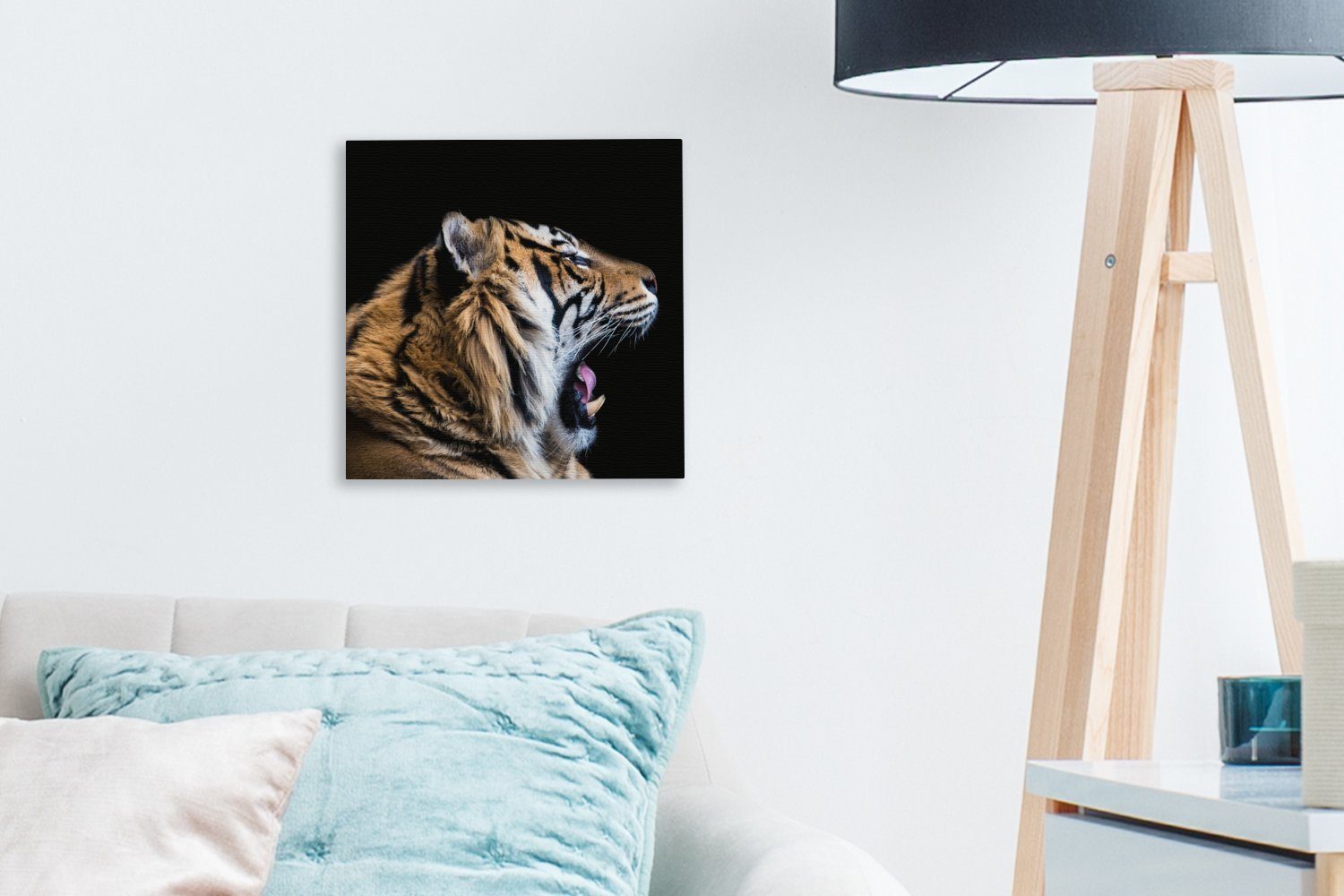 (1 - Schlafzimmer Tiger Wohnzimmer Porträt, OneMillionCanvasses® Bilder für Tiere - St), Leinwandbild Leinwand