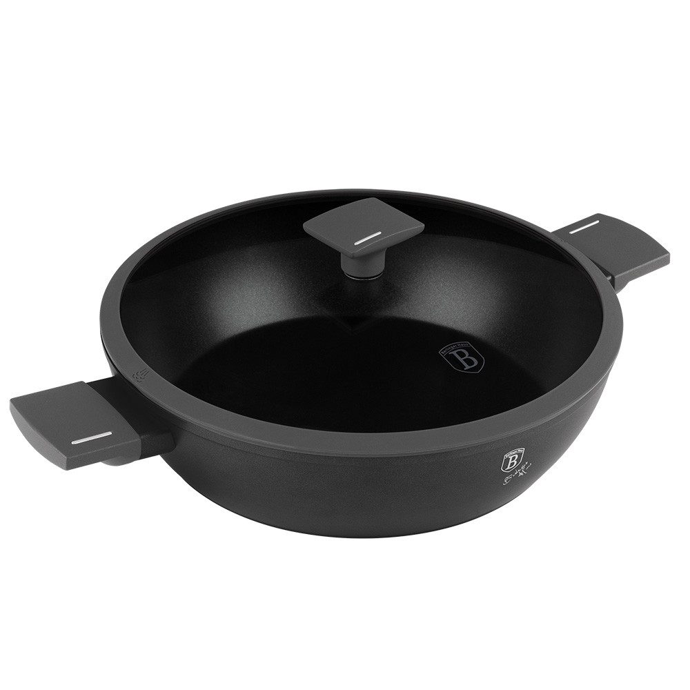 BerlingerHaus Kochtopf, Aluminium (Set, 2-tlg., Flacher Topf), mit Deckel und Silikongriffen