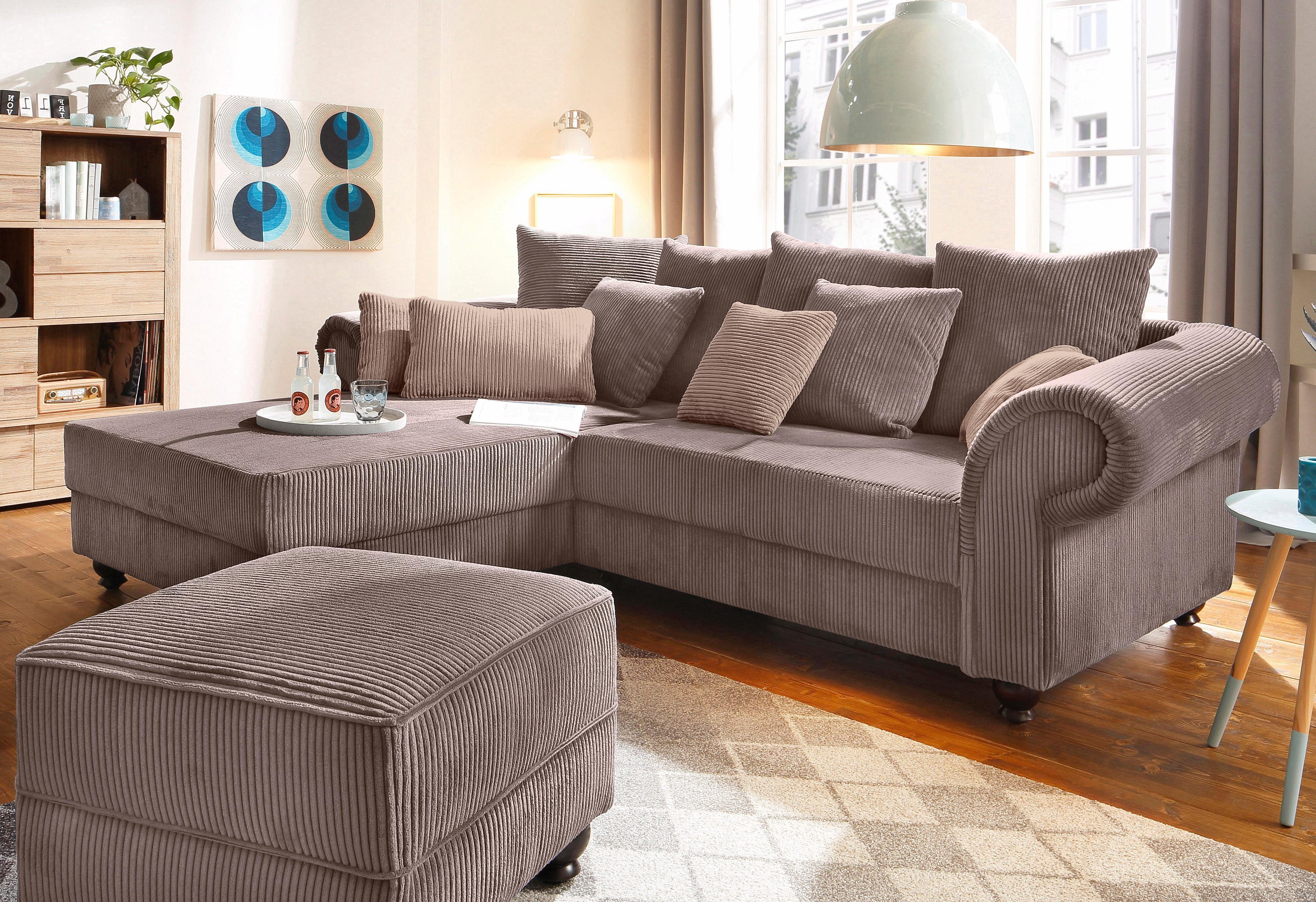 Home affaire Ecksofa King George King Henry, Mega Sofa, Breite 260cm, L-Form, mit Federkern, in legerer Polsterung und vielen Kissen