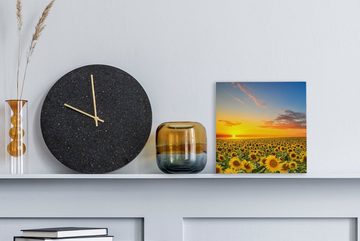 OneMillionCanvasses® Leinwandbild Blumen - Sonnenblume - Sonnenuntergang - Nacht - Orange, (1 St), Leinwand Bilder für Wohnzimmer Schlafzimmer