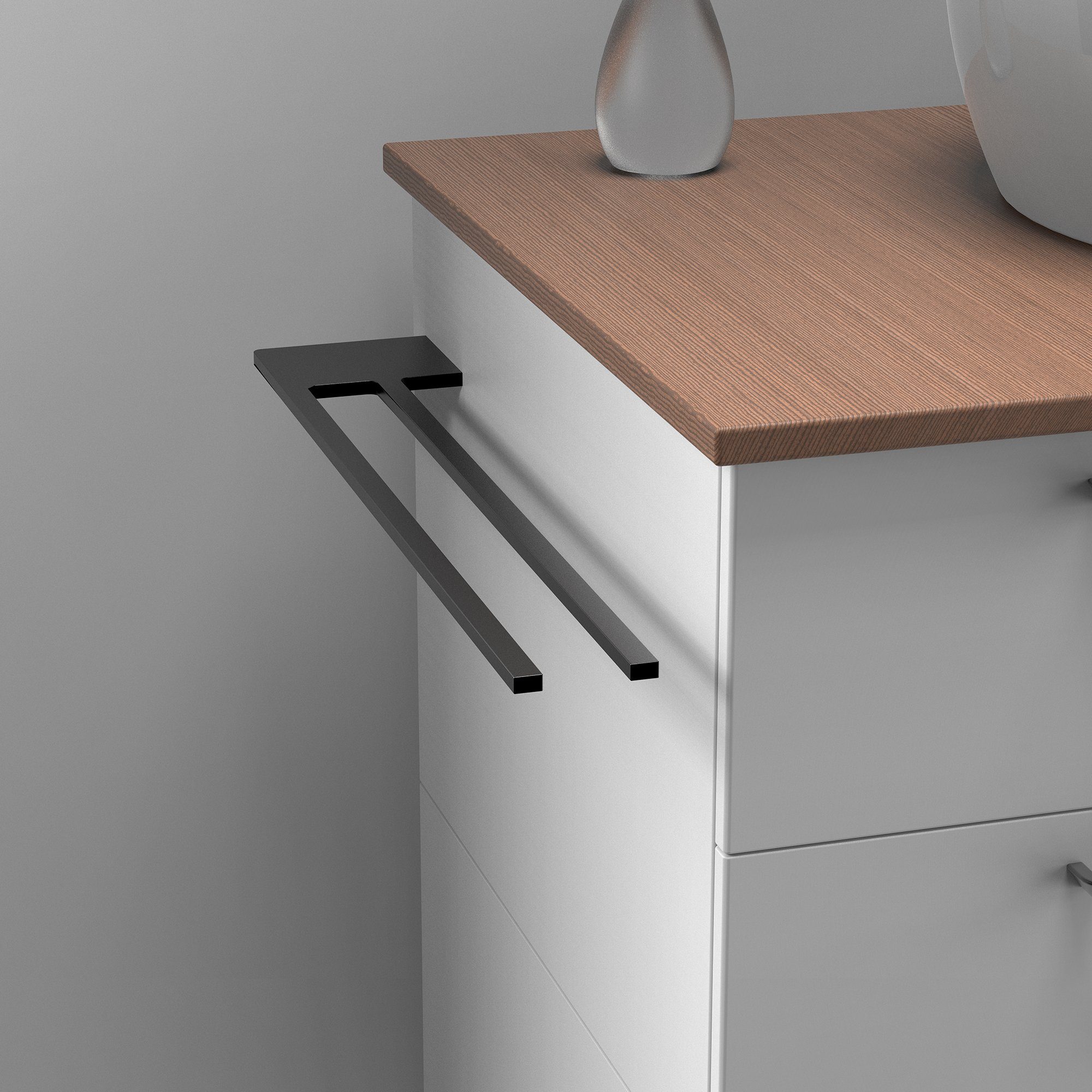 kalb Handtuchhalter Handtuchhalter Slim mit zwei Stangen für Waschtisch,schwarz, Aluminium