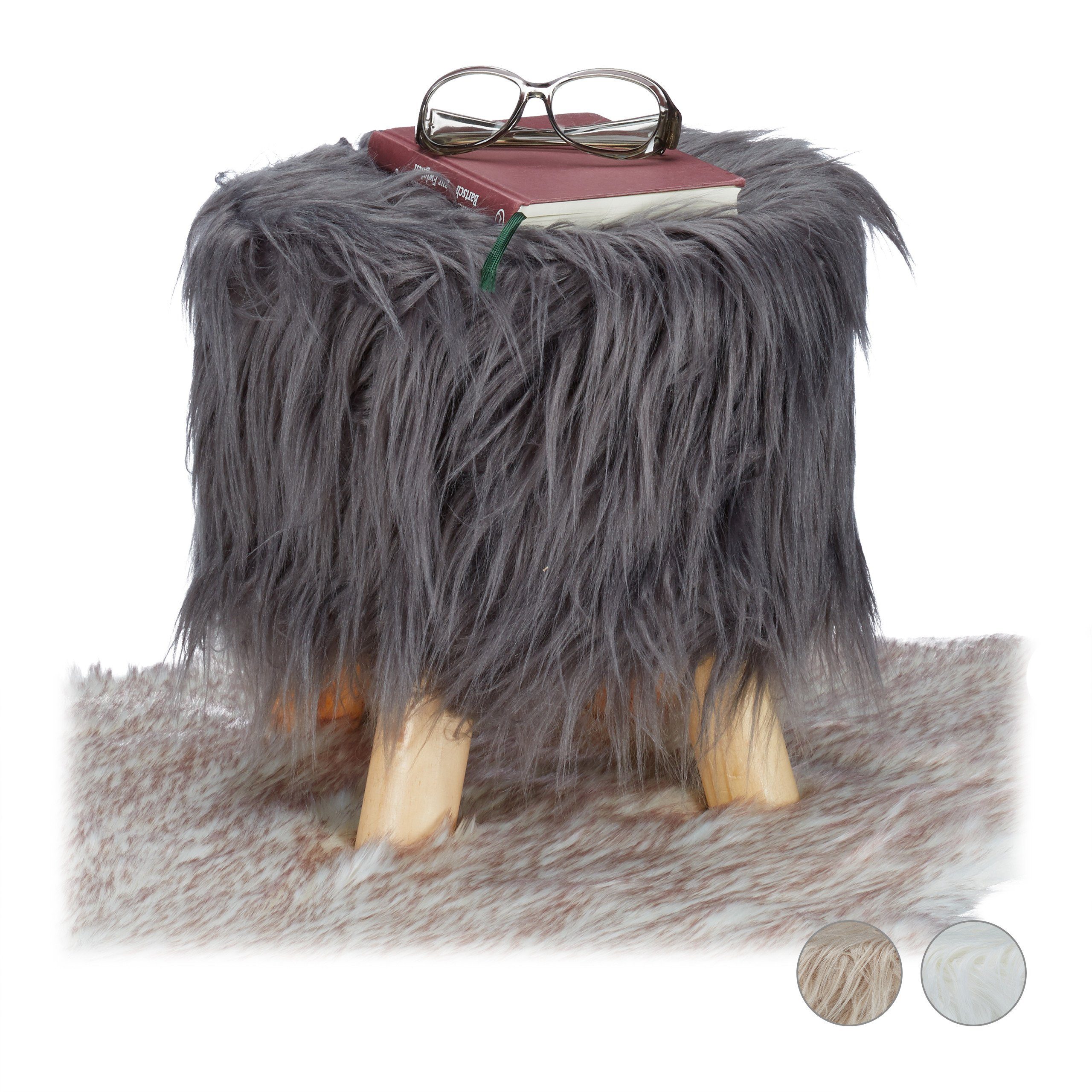 relaxdays Hocker Fell Hocker, Grau günstig online kaufen