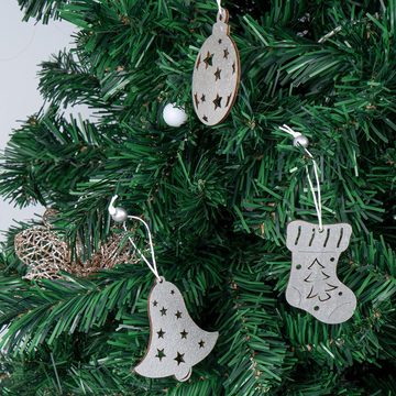 Homewit Christbaumschmuck Weihnachtsbaum Anhänger Holz Weihnachtsanhänger mit Juteseil (18-tlg), für Dekoration & Christbaumanhänger