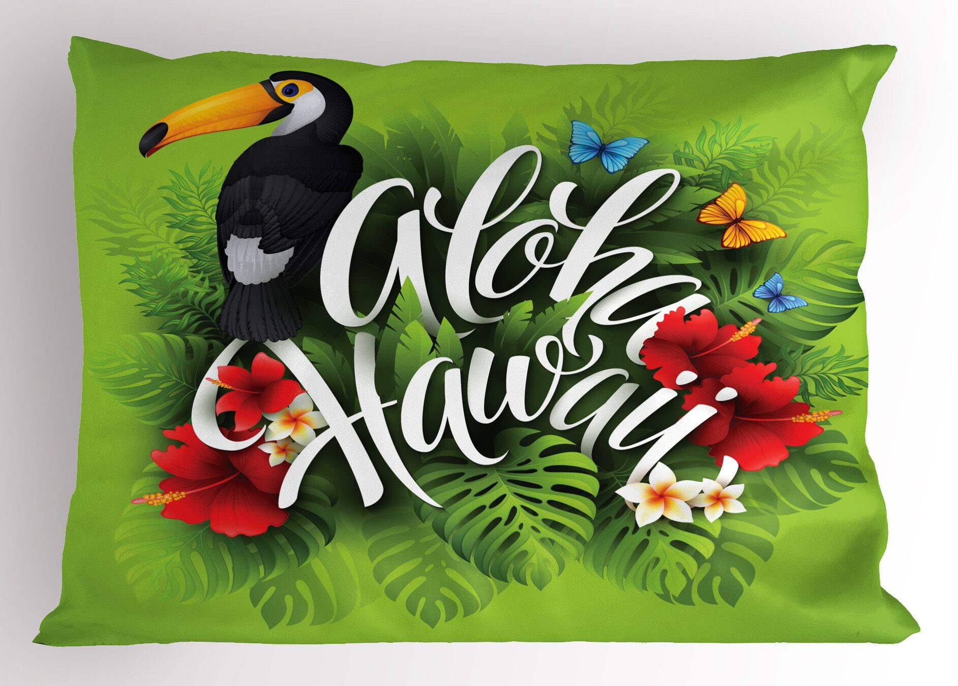 (1 Stück), Abakuhaus Gedruckter Size Dekorativer Kopfkissenbezug, Queen Aloha Hawaii-Blumenillustrationen Kissenbezüge