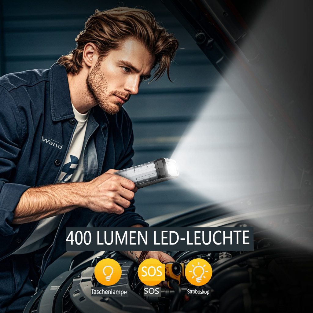 Insma Auto Starthilfe Powerbank 3000A 12V Starthilfegerät, 3 Mode LED-Leuchte, für Benzin bis 9,0L & Diesel bis 7,0L – Bild 4 von 5