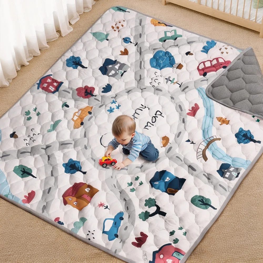 Comomy Spielmatte (200*180 cm, 1-St., Krabbelmatte Boden Spielunterlage Laufstallmatte), Rutschfeste Faltbare Baby-Spielmatte