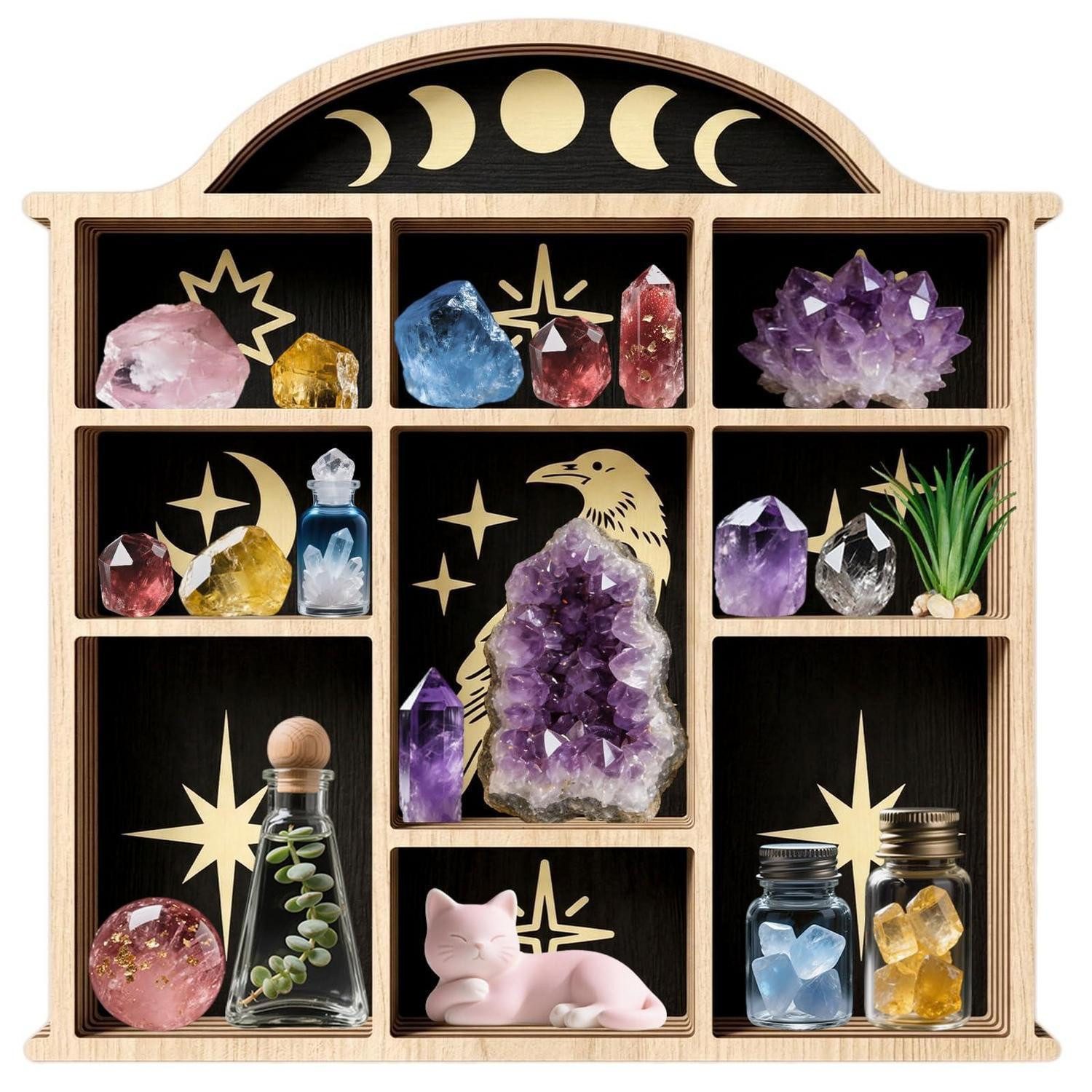 LuxusKollektion Schmuckregal Regal Krähe & Sterne Holz Boho Kristall-Schmuck, 1-tlg.