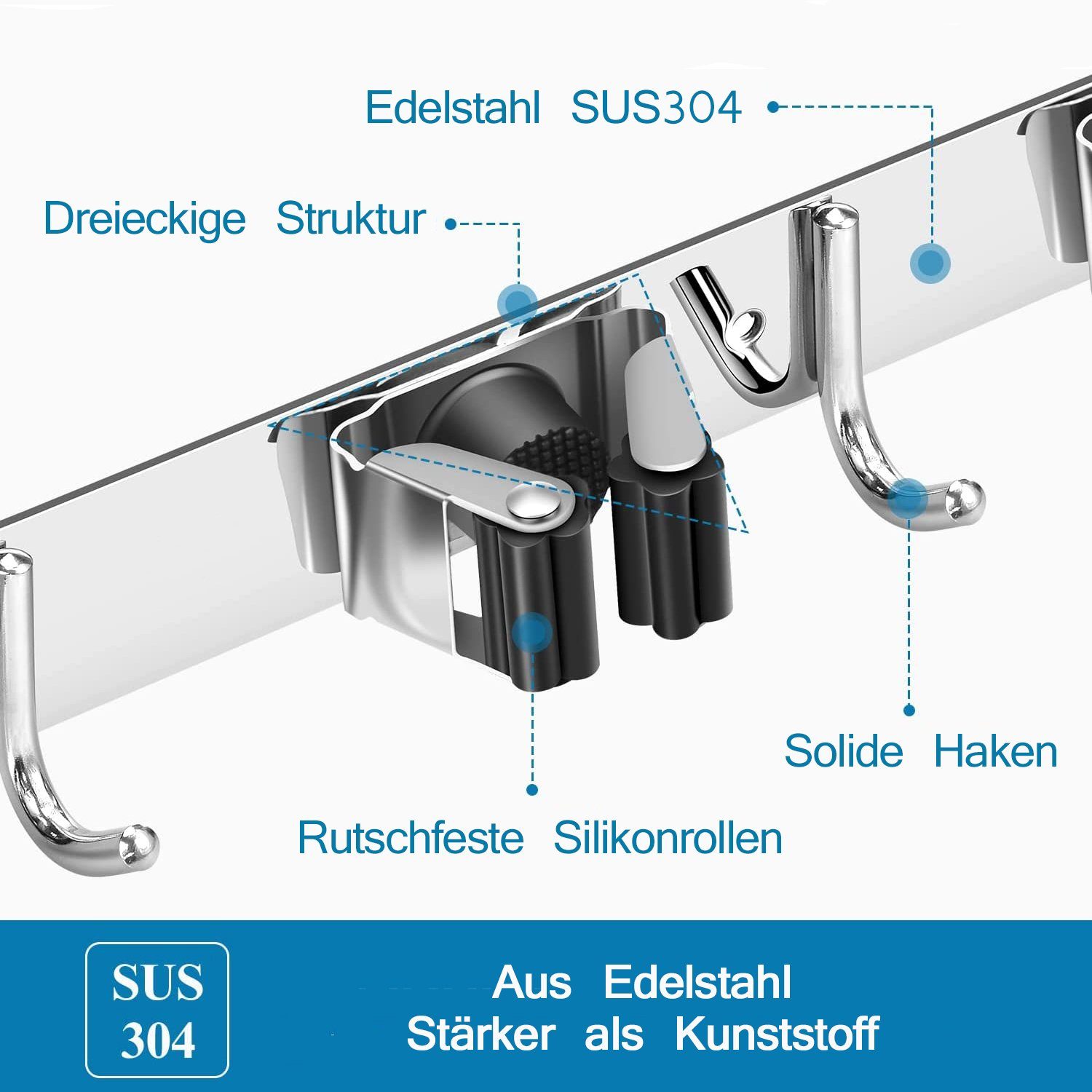zggzerg Wandhaken 2 Stück Wandhalterungen aus Edelstahl für Besen und Mop-H günstig online kaufen