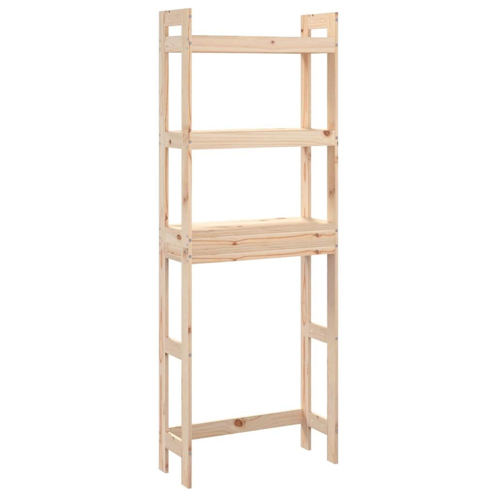 furnicato Badregal aus massivem Massivholz 63x26x171 cm natur, 1-tlg., Stauraumregal mit drei Ablagen für über die Toilette oder Maschine