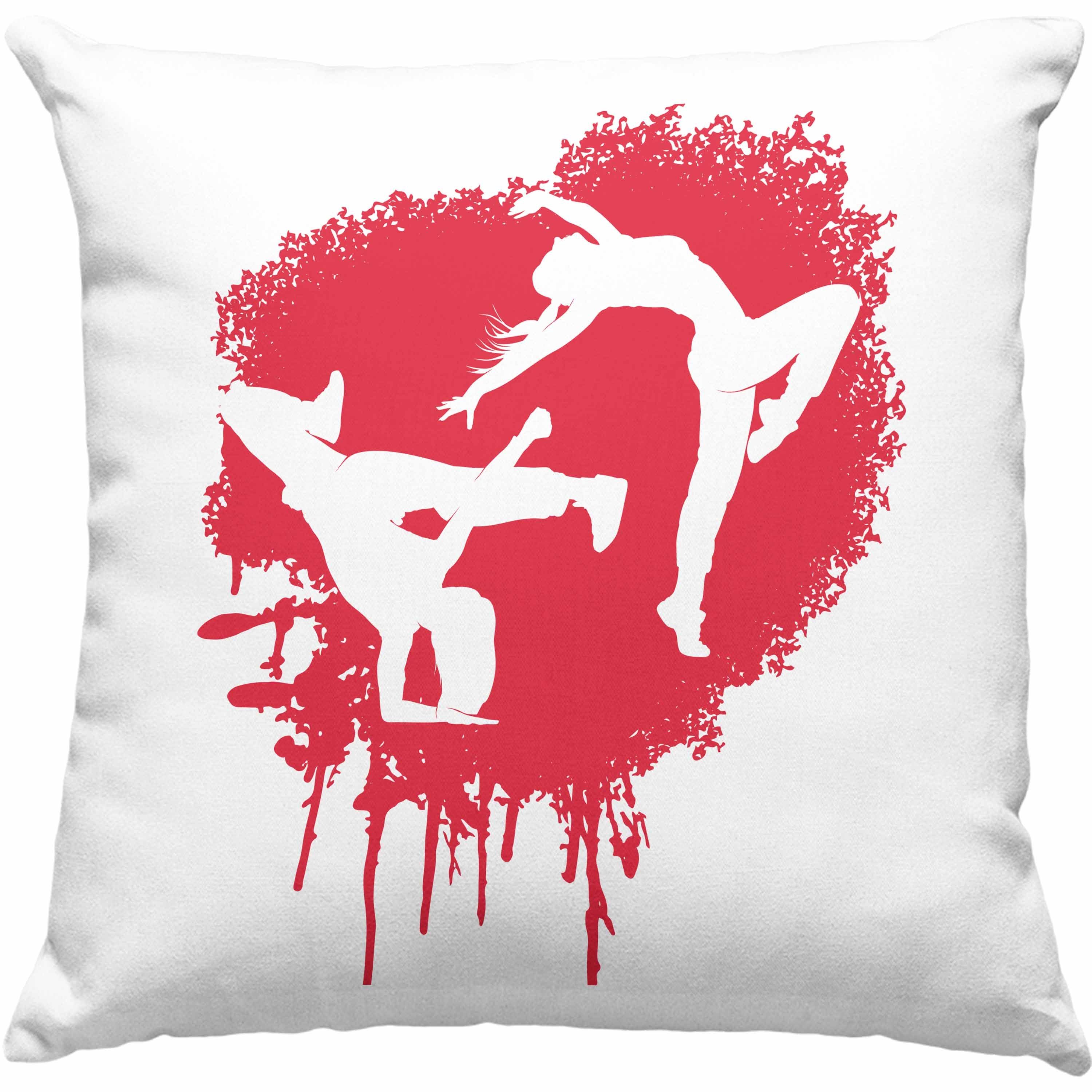 Trendation Dekokissen Trendation - Break-Dance Kissen Geschenk Jungs Breakdancer Geschenkidee Geburtstag Weihnachten Rot Dekokissen mit Füllung 40x40 Rosa