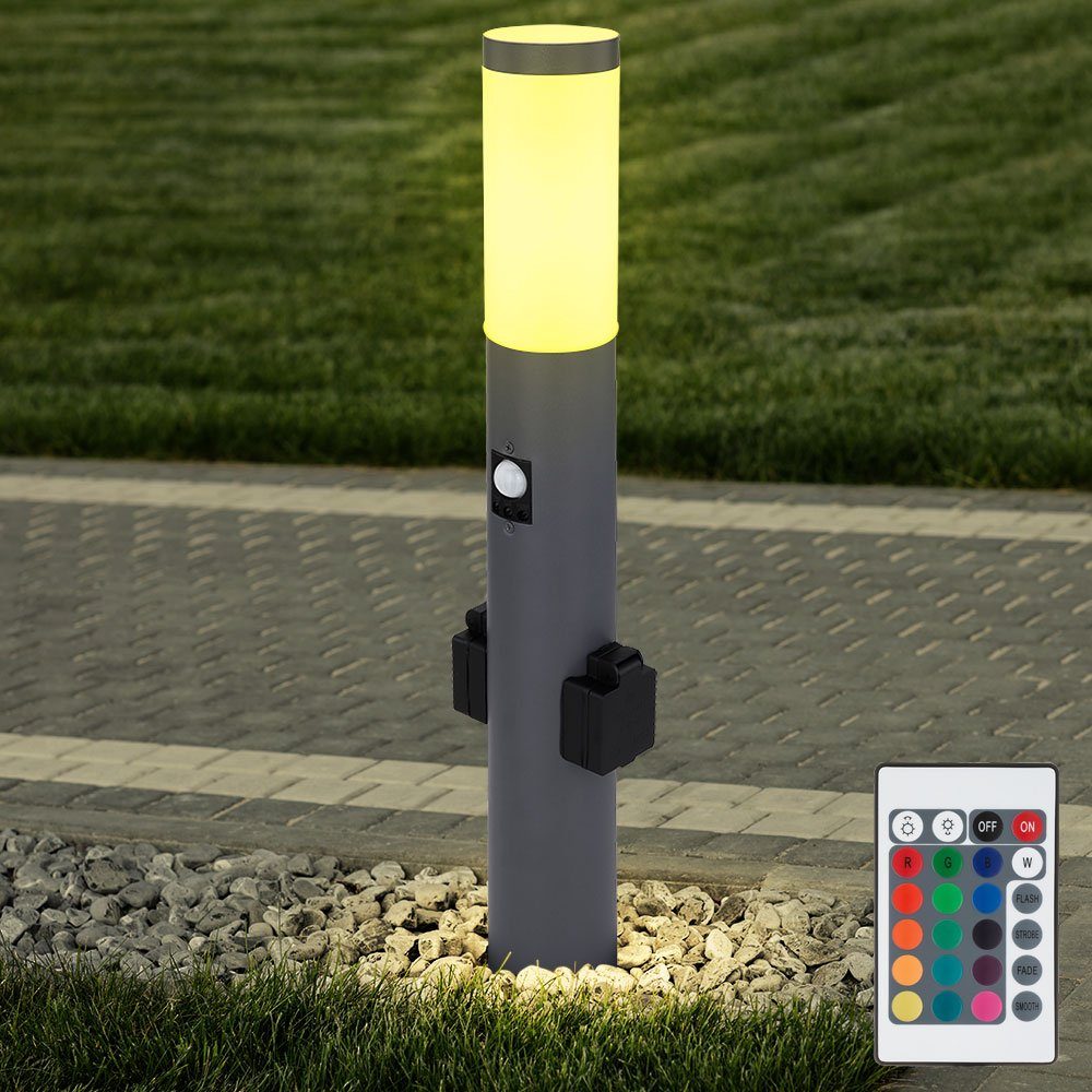 Wegleuchte Globo Außen-Stehlampe, mit Leuchtmittel mit Fernbedienung Außen Warmweiß, Farbwechsel, LED dimmbar Gartenleuchte inklusive,